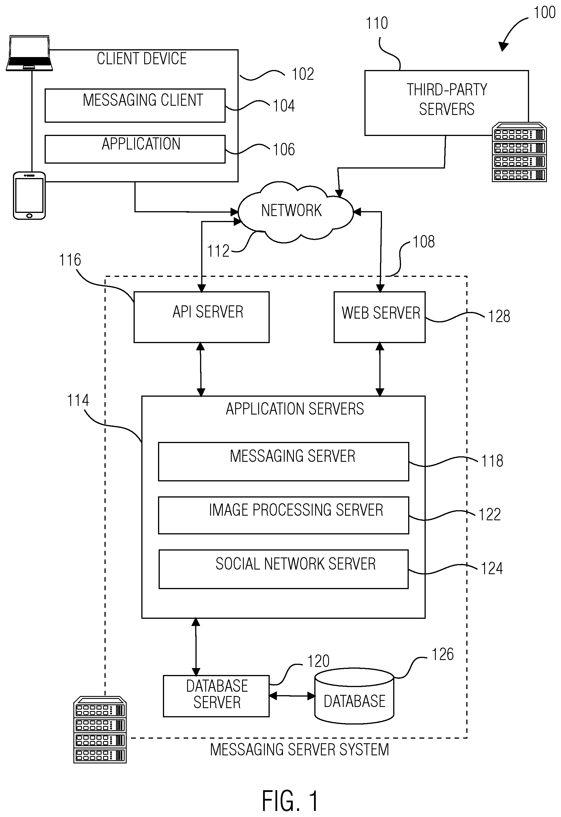 Patent US12099703 Figure 1 – Messaging system with battery level sharing