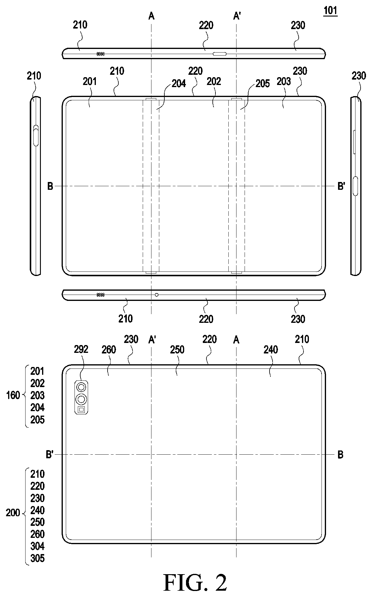 Patent US12099708 Figure 2 – Electronic device comprising flexible display module and method for operating same