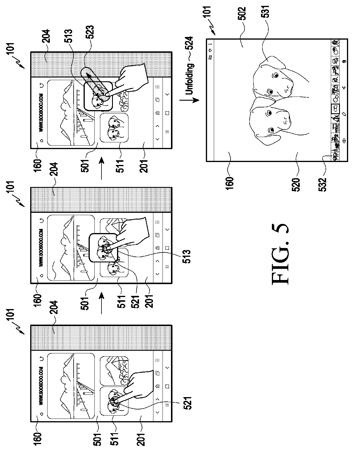Patent US12099708 Figure 7 – Electronic device comprising flexible display module and method for operating same