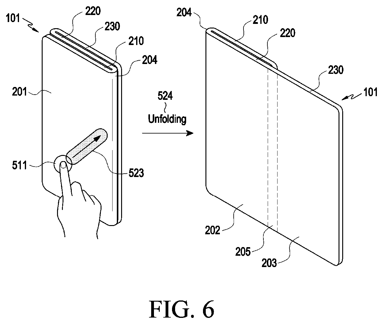 Patent US12099708 Figure 8 – Electronic device comprising flexible display module and method for operating same