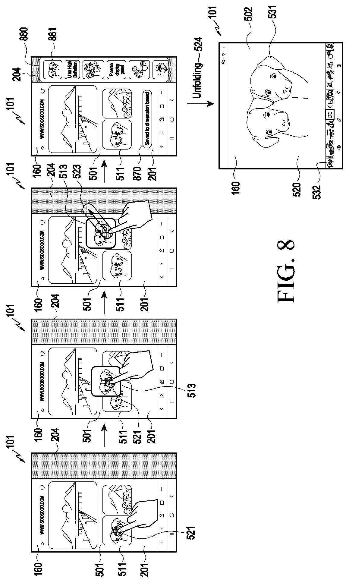 Patent US12099708 Figure 10 – Electronic device comprising flexible display module and method for operating same
