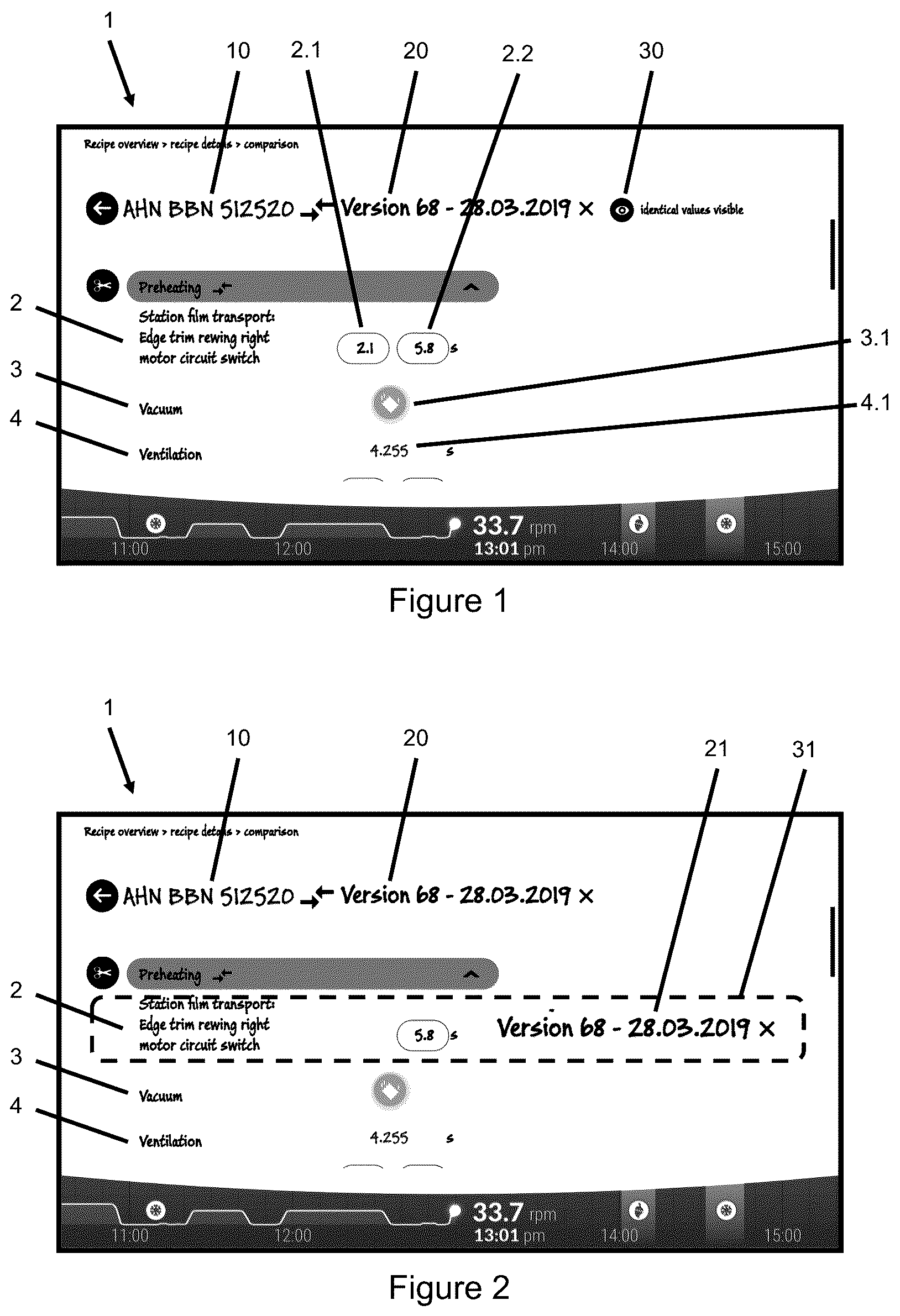 Patent US12099716 Figure 1 – Method and display device for presenting parameters of a food machine, and food machine