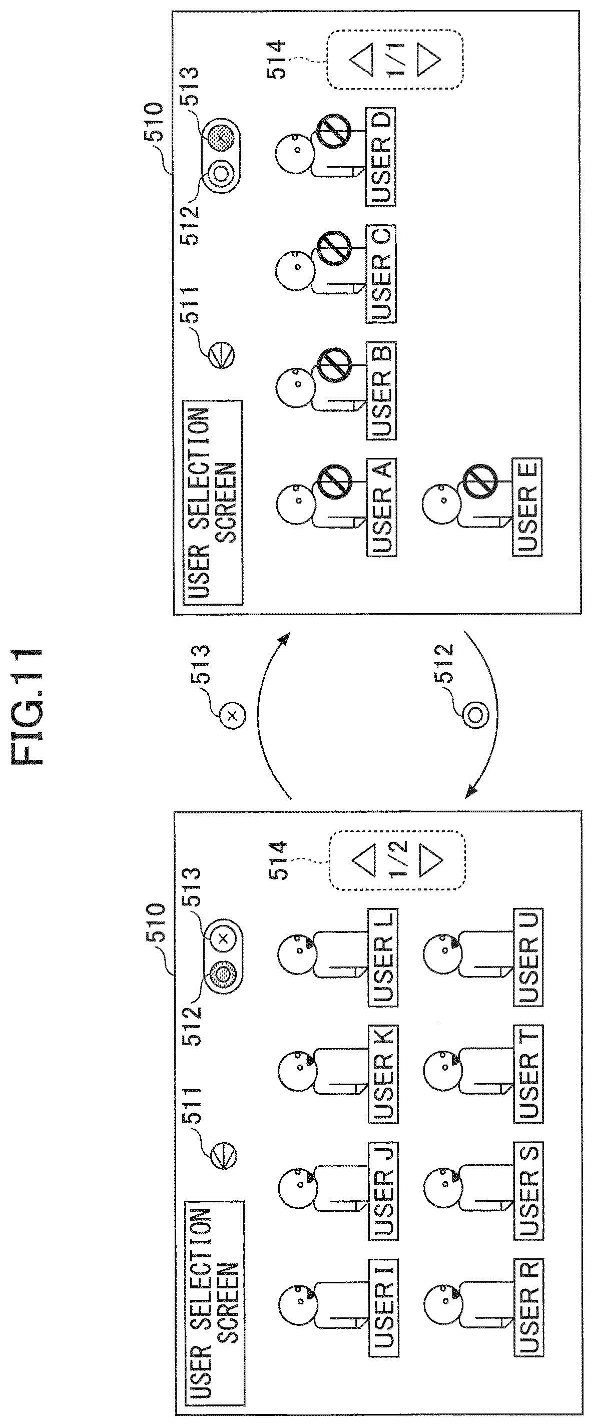 Patent US12099757 Figure 11 – Server acquires identification information from a current device of devices and sends user list including one or more identifiers corresponding to all users to the current device