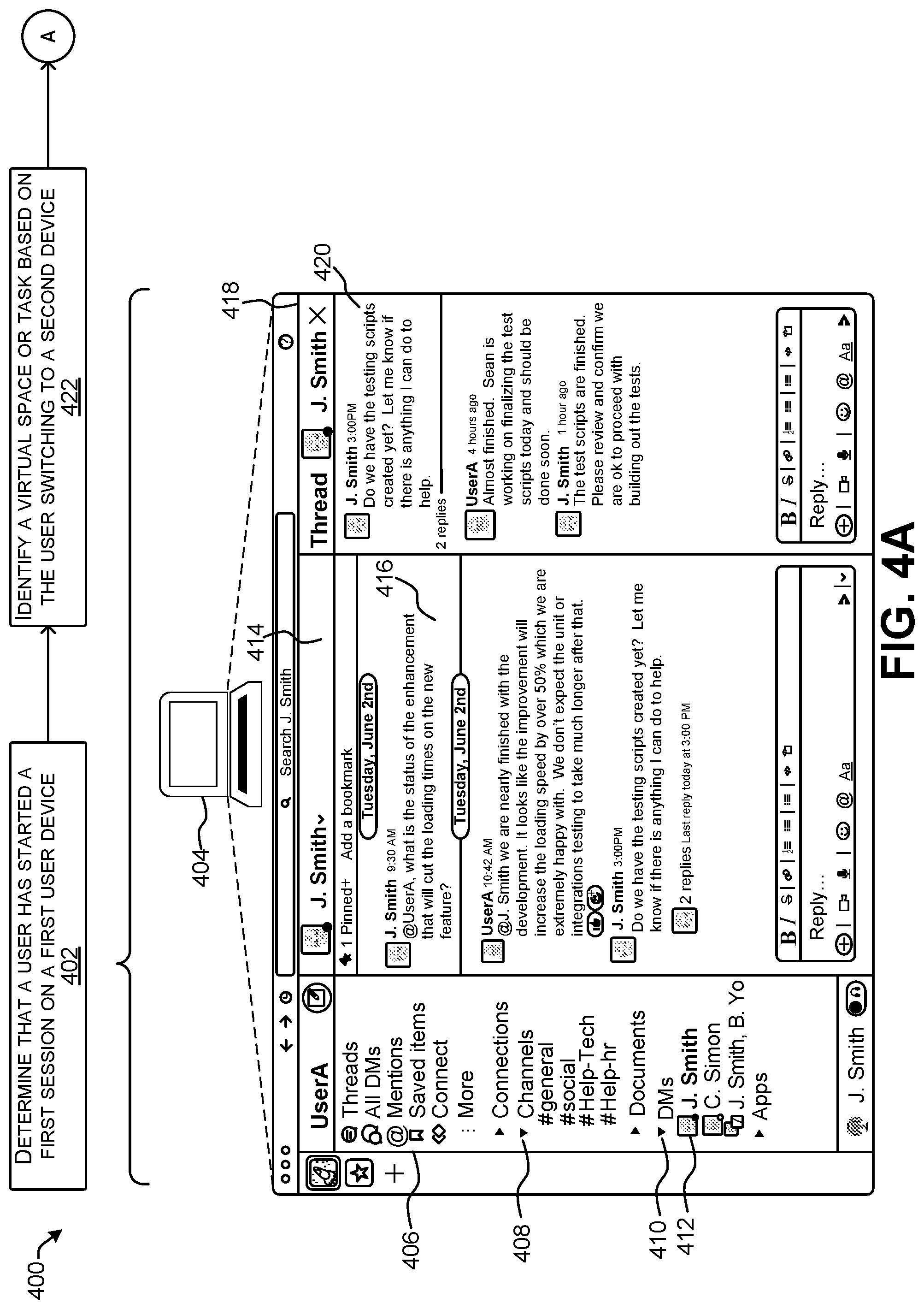 Patent US12099770 Figure 8 – Displaying predicted tasks based on changing devices