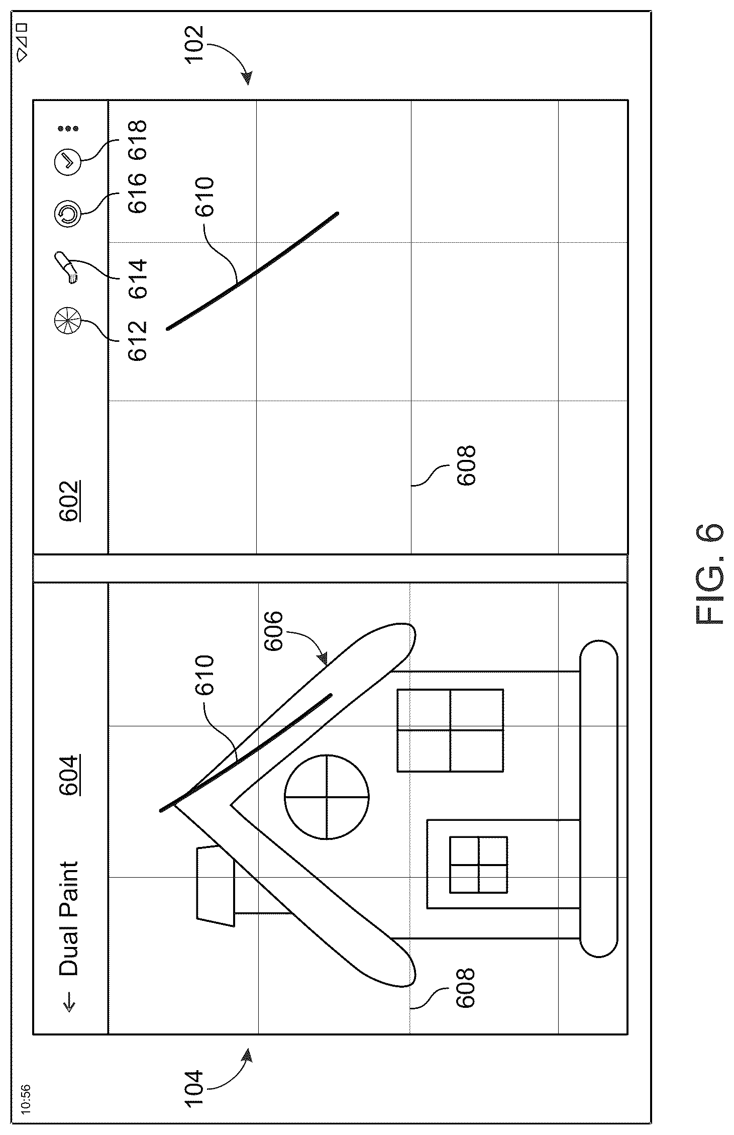 Patent US12099774 Figure 6 – Instruction color book painting for dual-screen devices