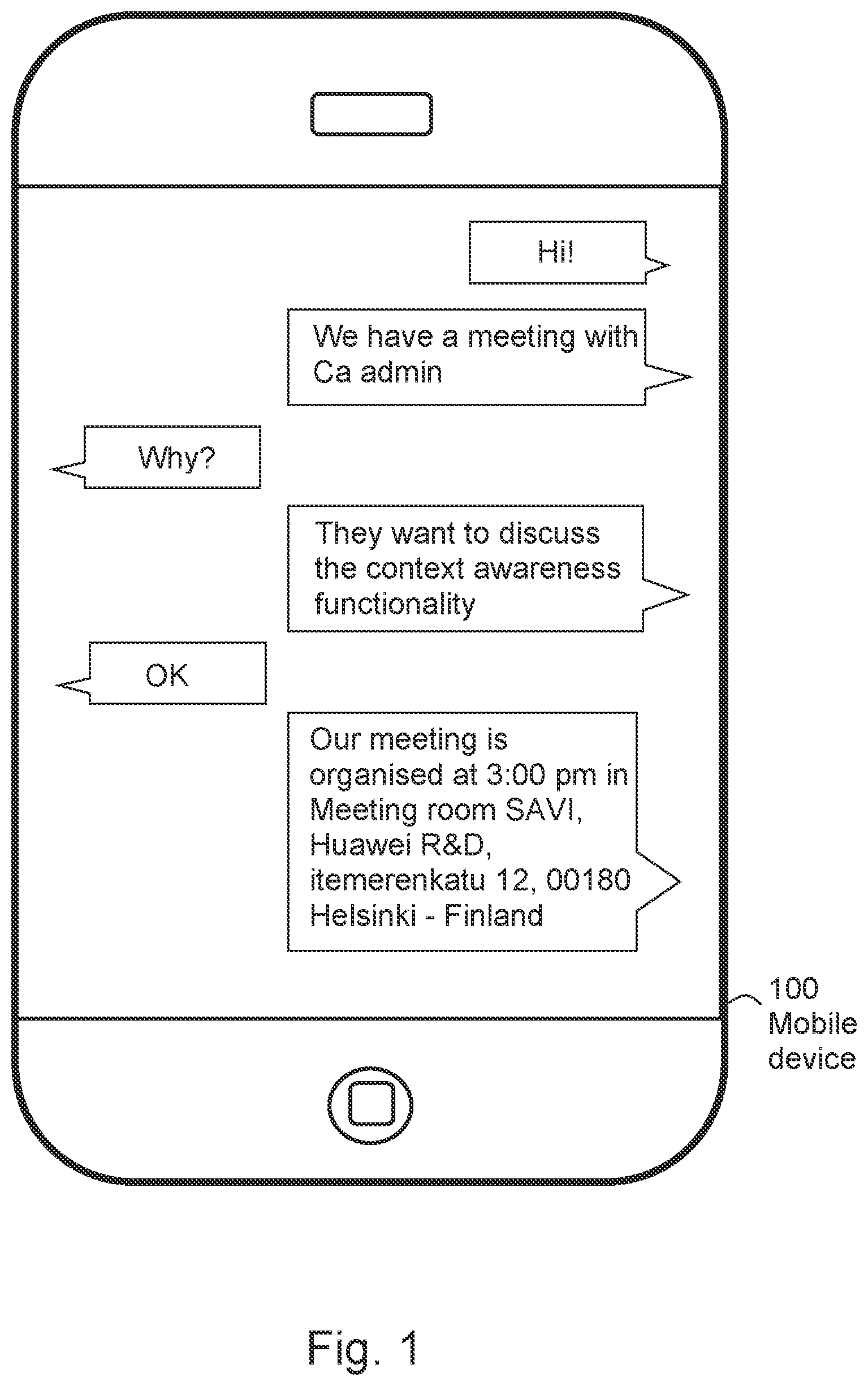 Patent US12099795 Figure 1 – Mobile device and method