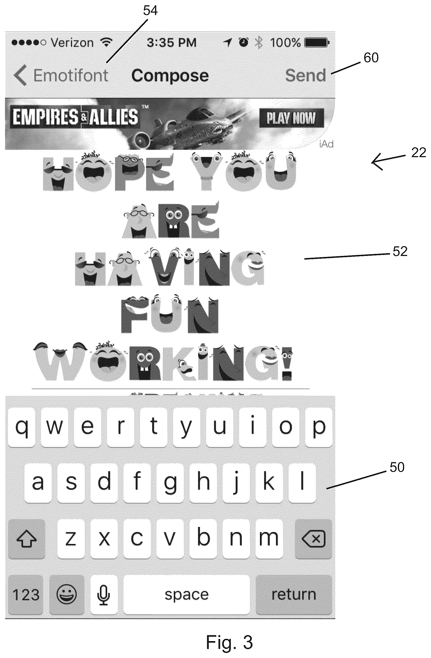 Patent US12099796 Figure 3 – Apparatus and method for generating licensed fanciful fonts for messaging services