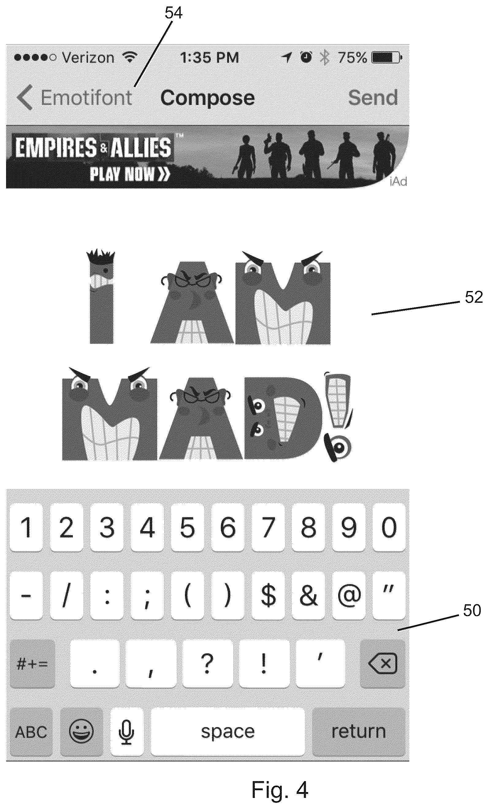 Patent US12099796 Figure 4 – Apparatus and method for generating licensed fanciful fonts for messaging services