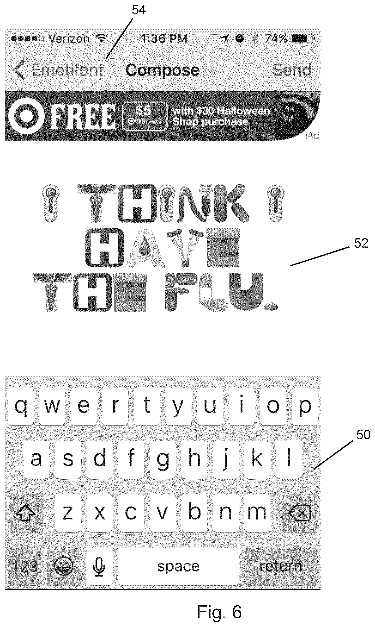 Patent US12099796 Figure 6 – Apparatus and method for generating licensed fanciful fonts for messaging services