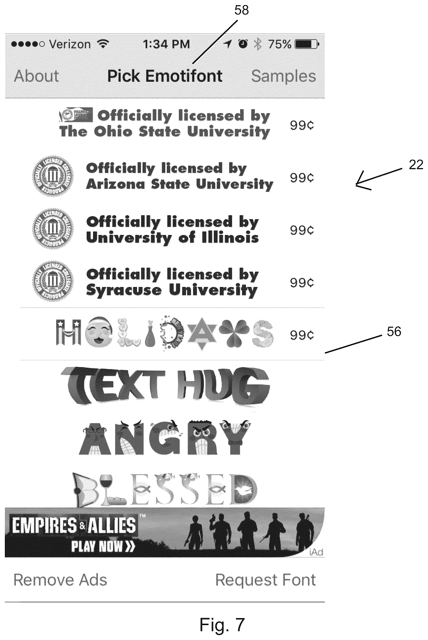 Patent US12099796 Figure 7 – Apparatus and method for generating licensed fanciful fonts for messaging services