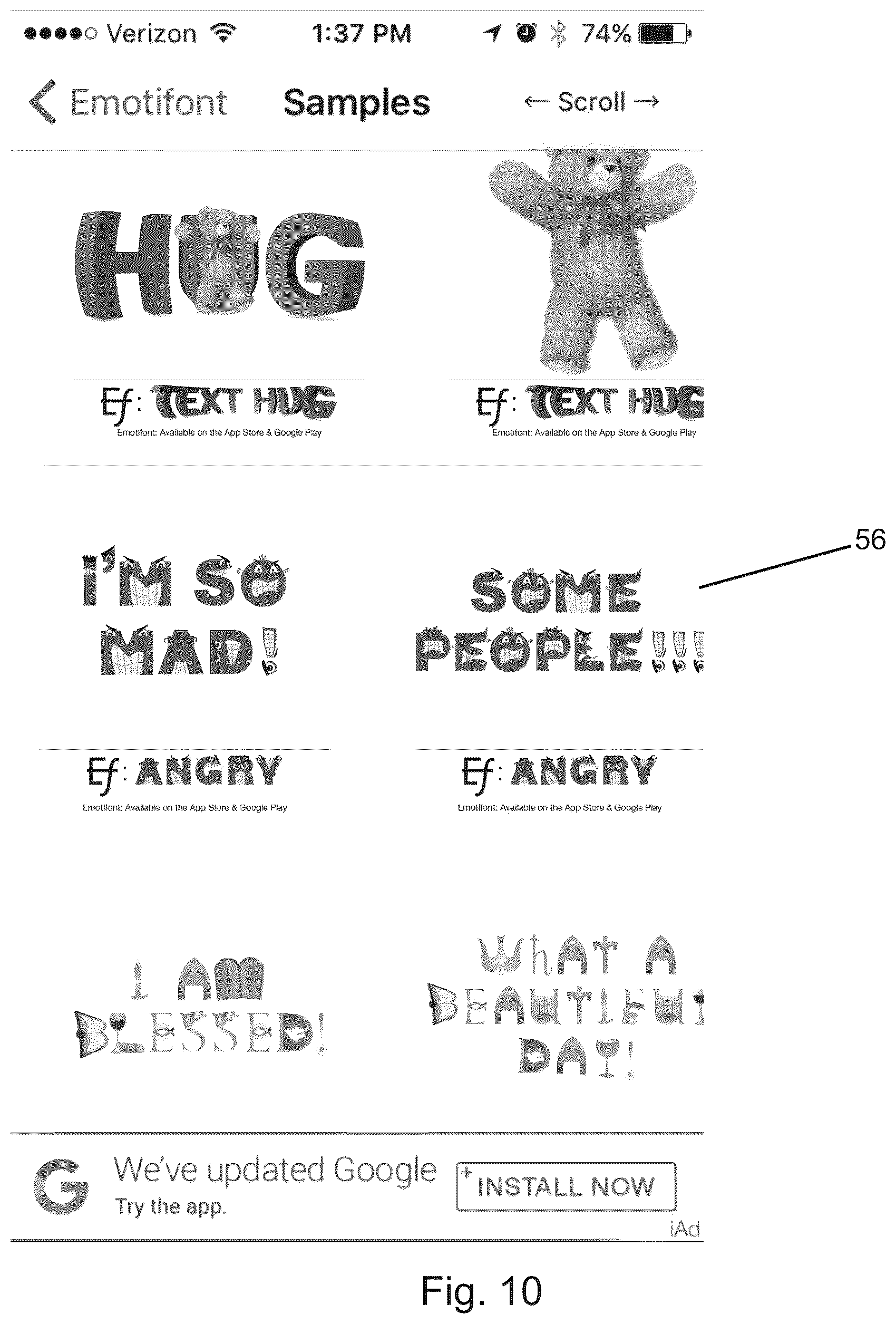 Patent US12099796 Figure 10 – Apparatus and method for generating licensed fanciful fonts for messaging services