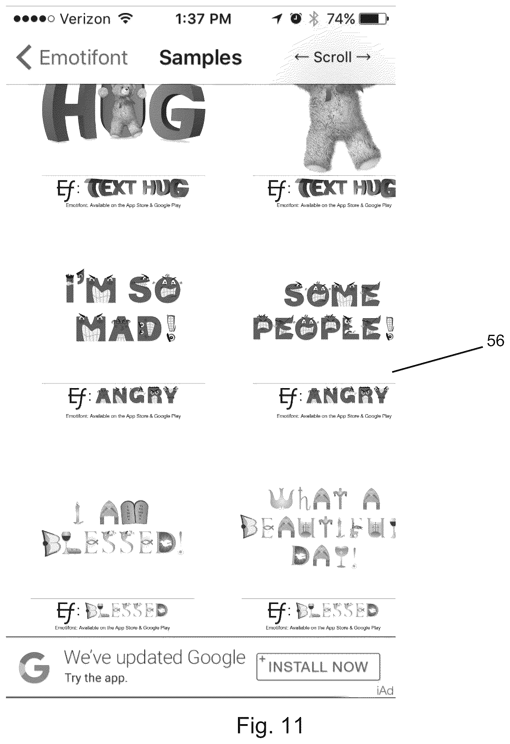 Patent US12099796 Figure 11 – Apparatus and method for generating licensed fanciful fonts for messaging services