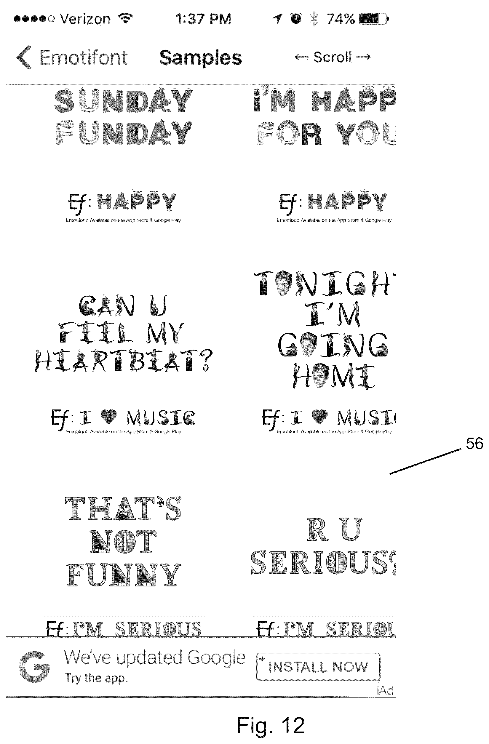 Patent US12099796 Figure 12 – Apparatus and method for generating licensed fanciful fonts for messaging services