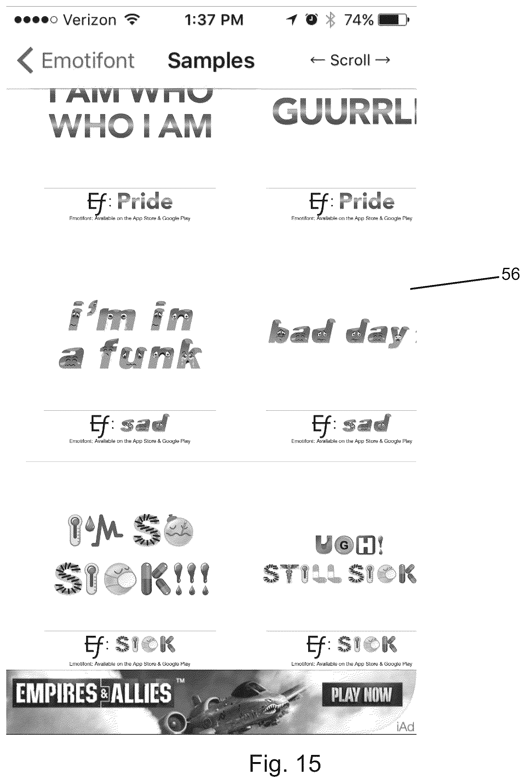 Patent US12099796 Figure 15 – Apparatus and method for generating licensed fanciful fonts for messaging services