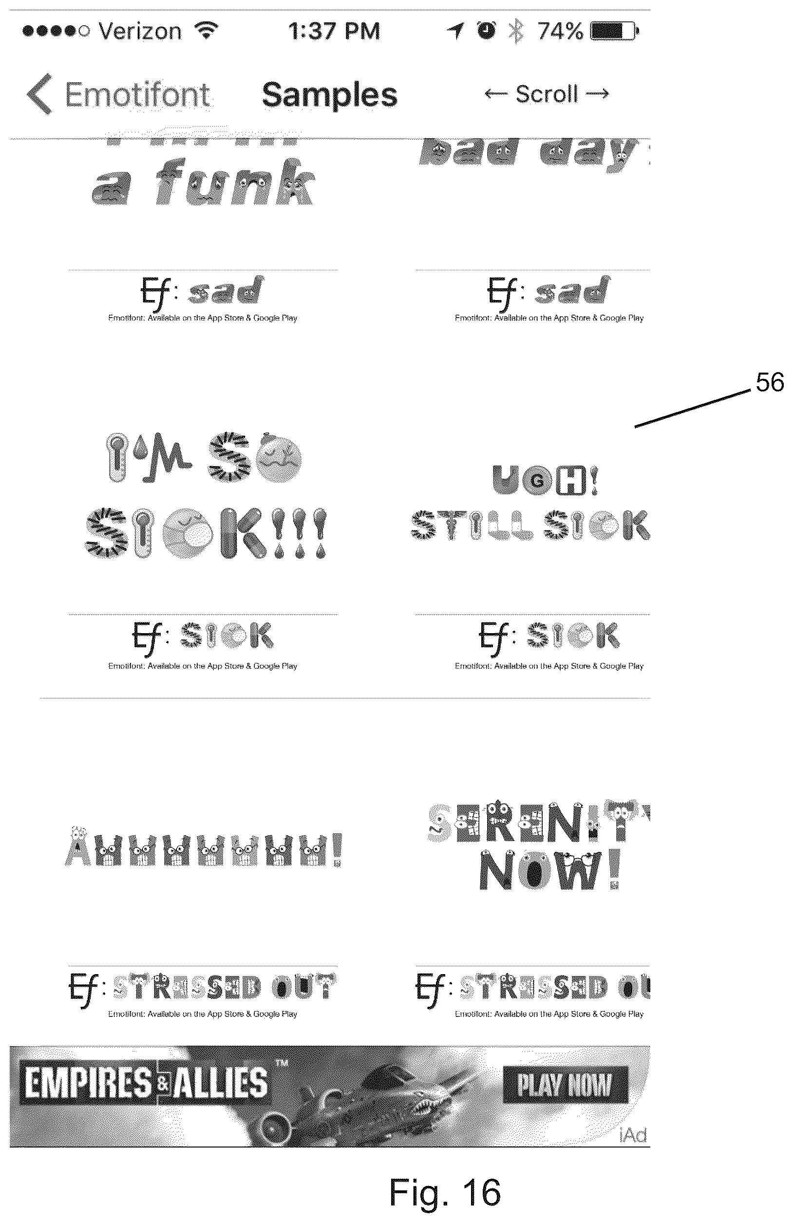 Patent US12099796 Figure 16 – Apparatus and method for generating licensed fanciful fonts for messaging services