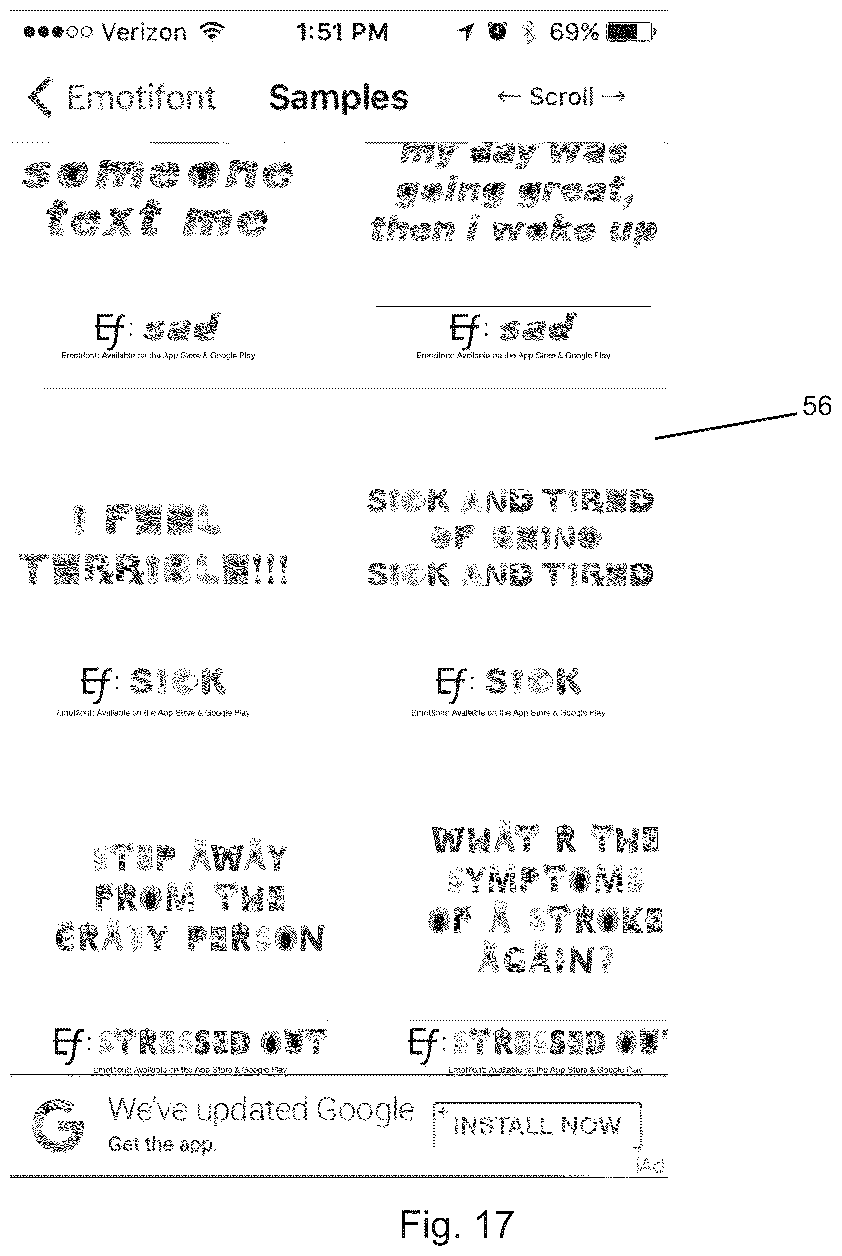 Patent US12099796 Figure 17 – Apparatus and method for generating licensed fanciful fonts for messaging services