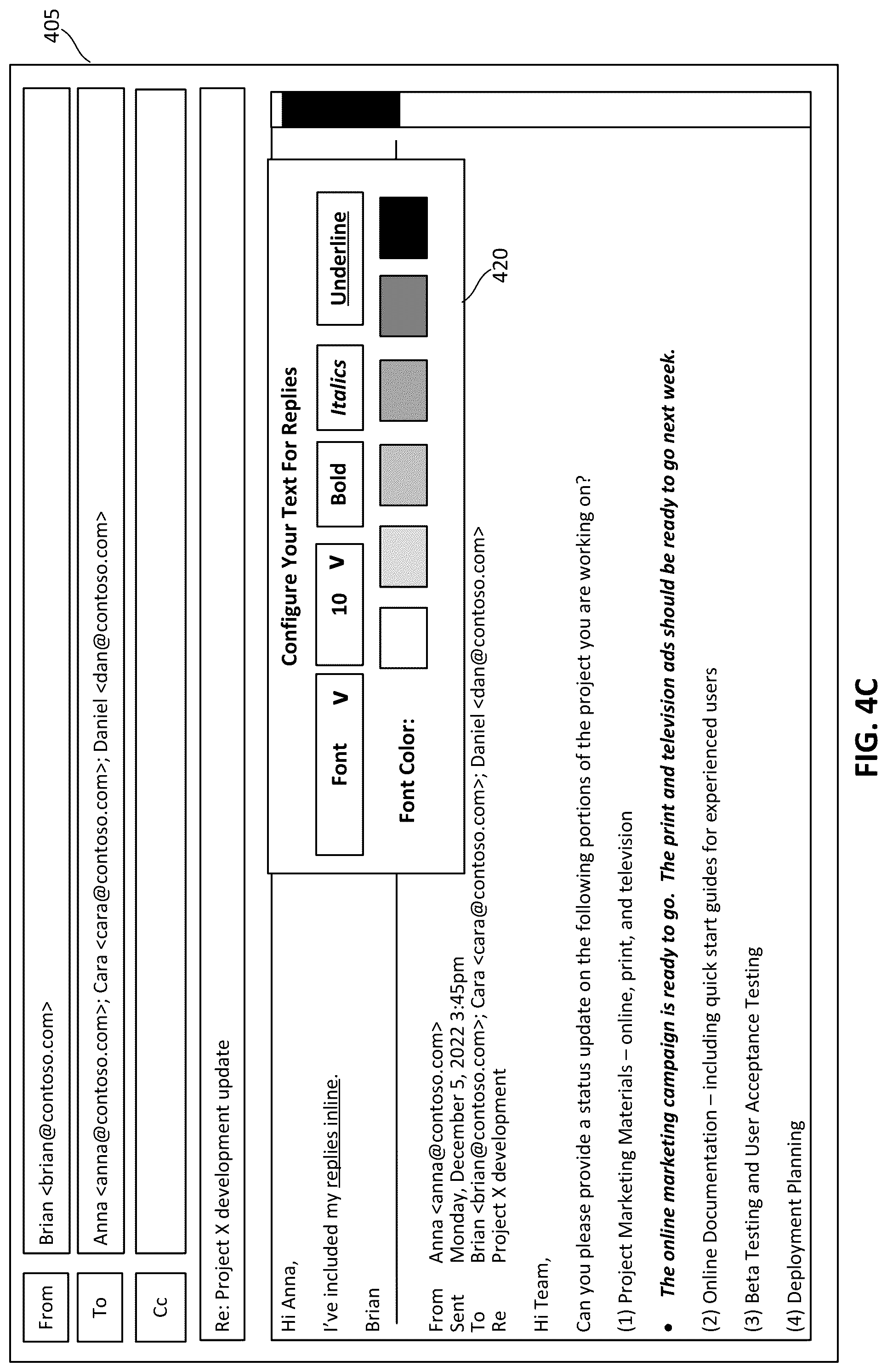 Patent US12099797 Figure 9 – Techniques for automatically adjusting font attributes for inline replies in email messages