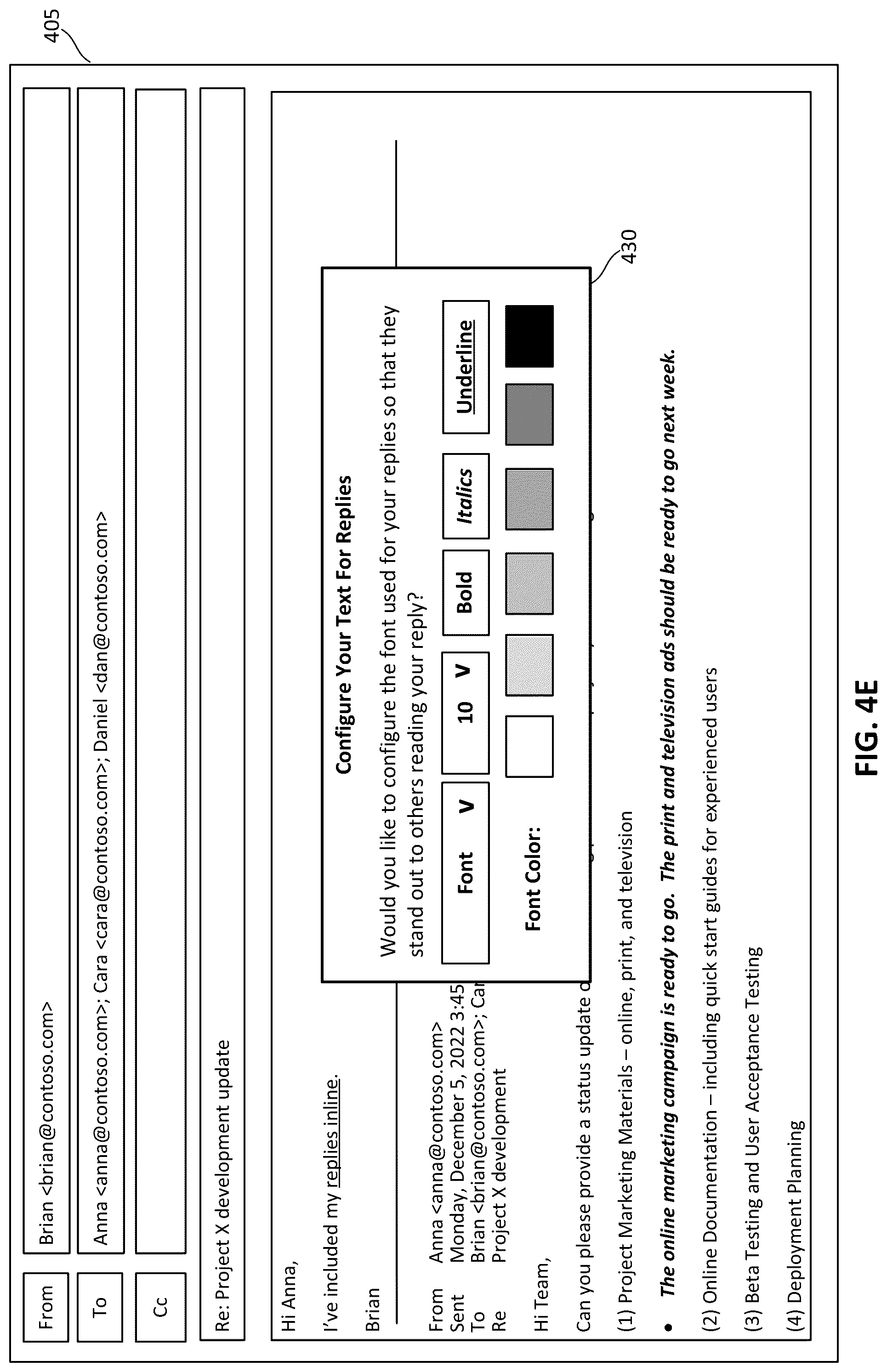 Patent US12099797 Figure 11 – Techniques for automatically adjusting font attributes for inline replies in email messages