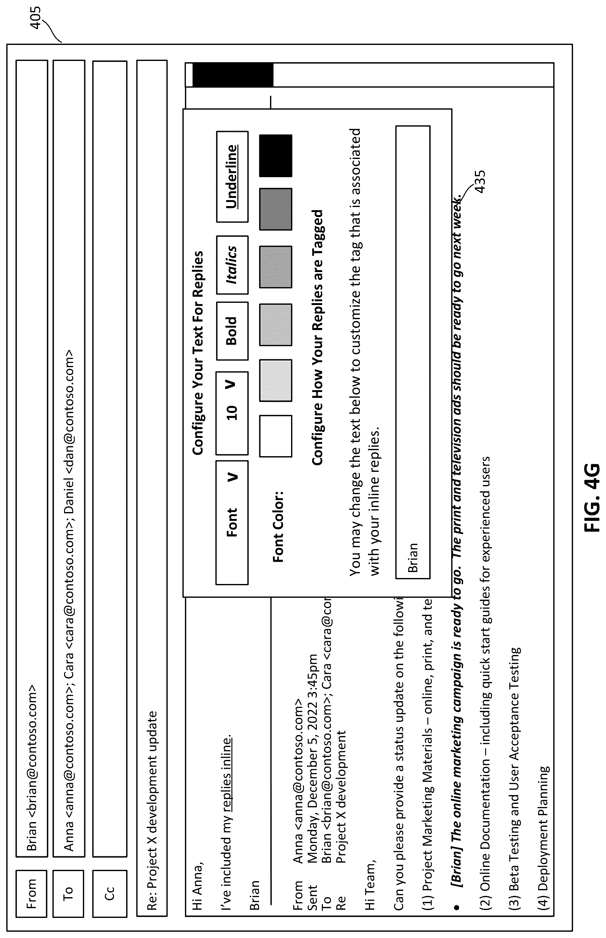 Patent US12099797 Figure 13 – Techniques for automatically adjusting font attributes for inline replies in email messages