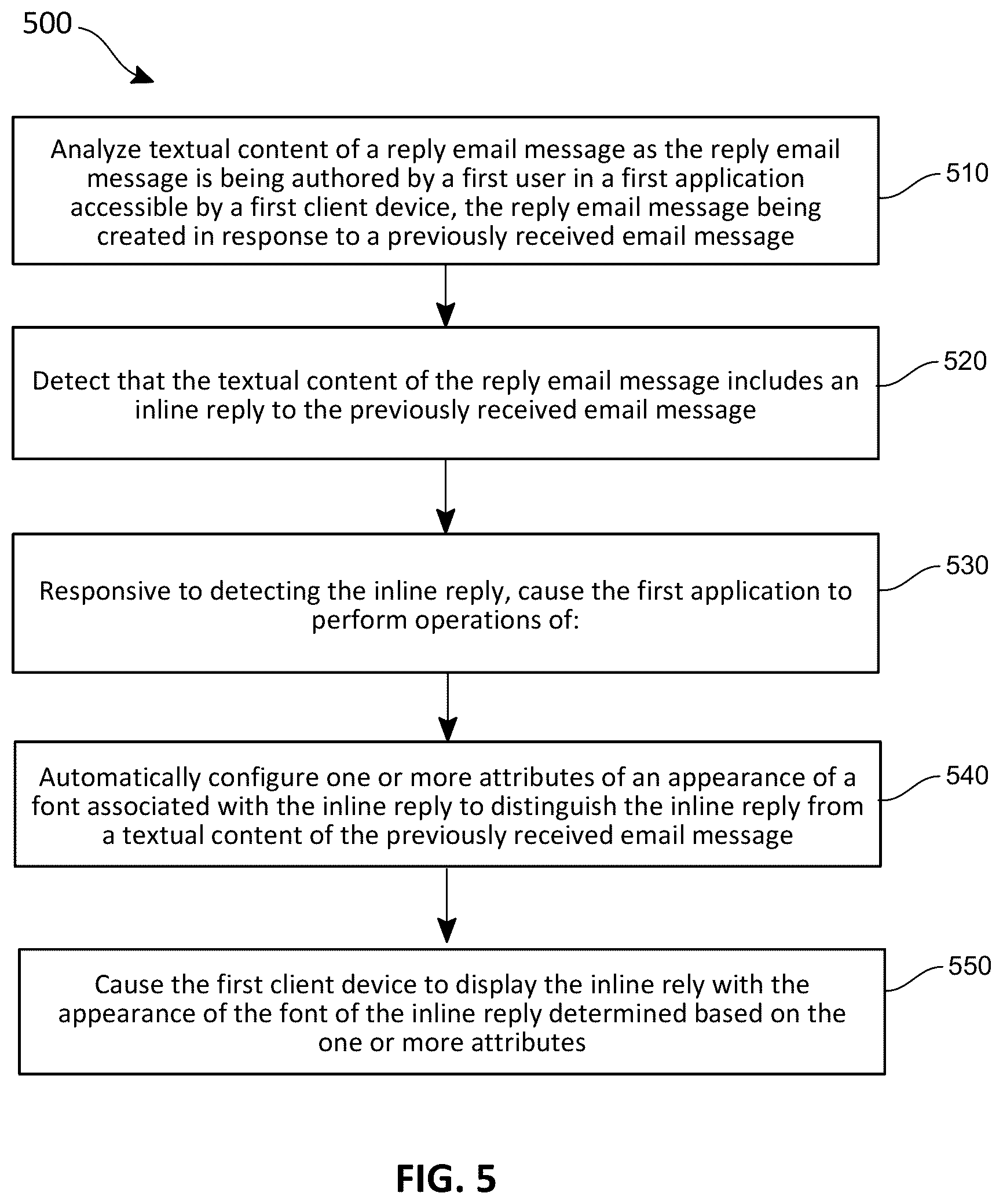 Patent US12099797 Figure 14 – Techniques for automatically adjusting font attributes for inline replies in email messages
