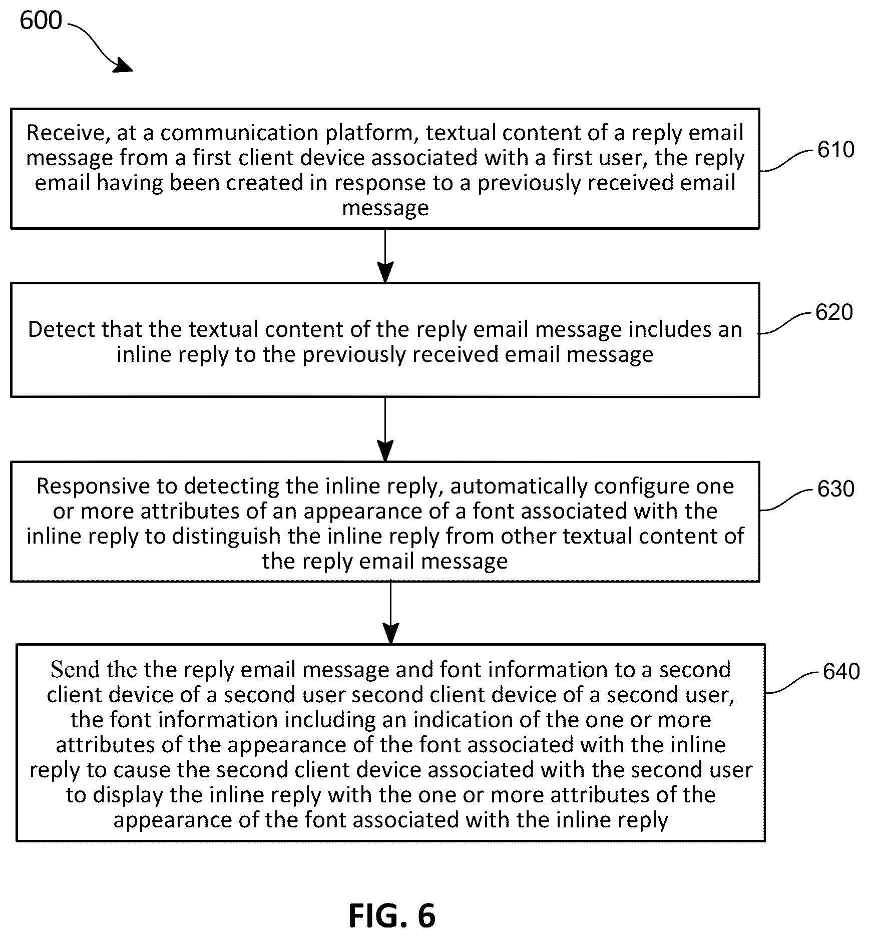 Patent US12099797 Figure 15 – Techniques for automatically adjusting font attributes for inline replies in email messages