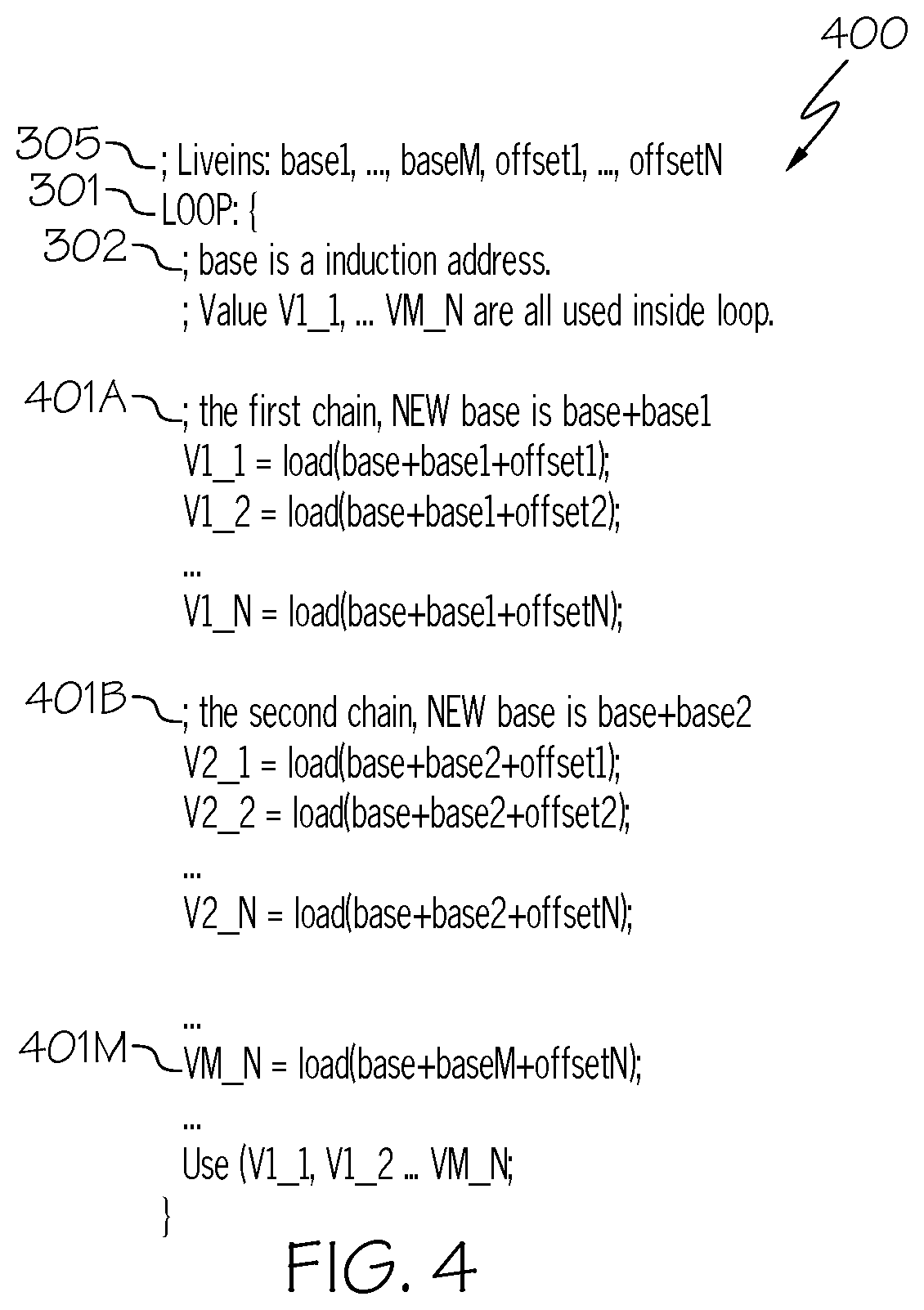 Patent US12099823 Figure 4 – Reducing register pressure