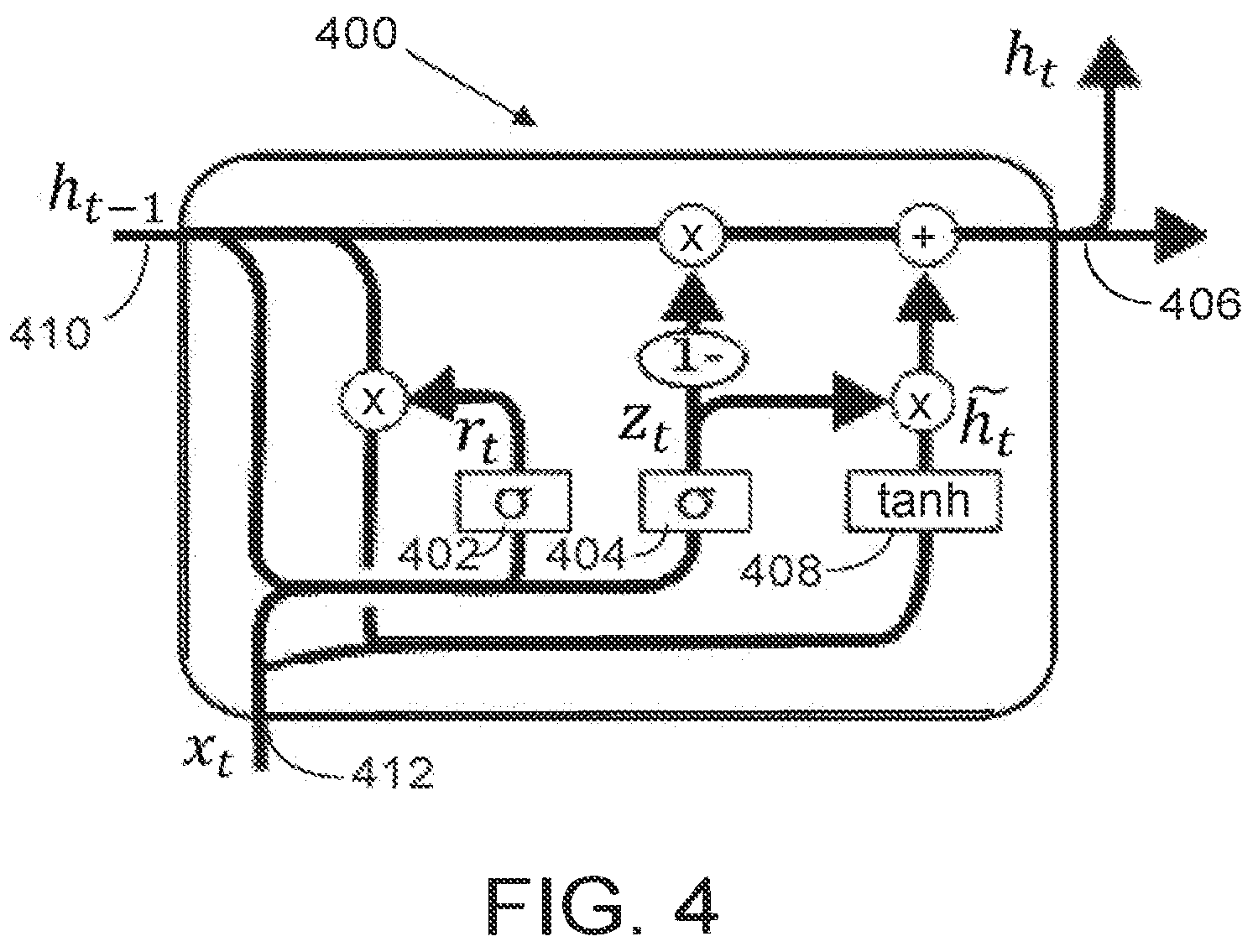 Patent US12099931 Figure 4 – Differential recurrent neural network