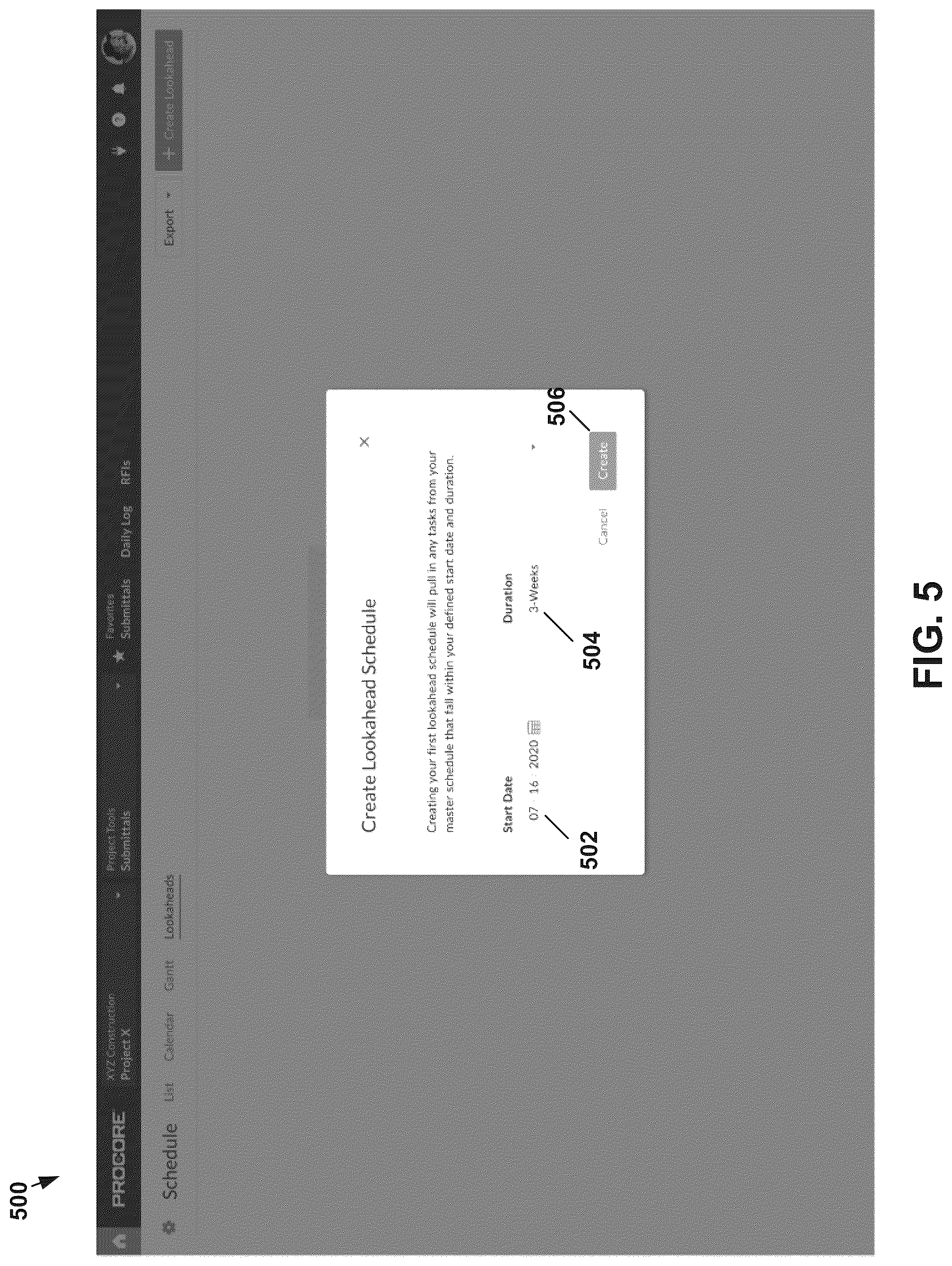 Patent US12099946 Figure 5 – Systems and methods for creating and managing a lookahead schedule