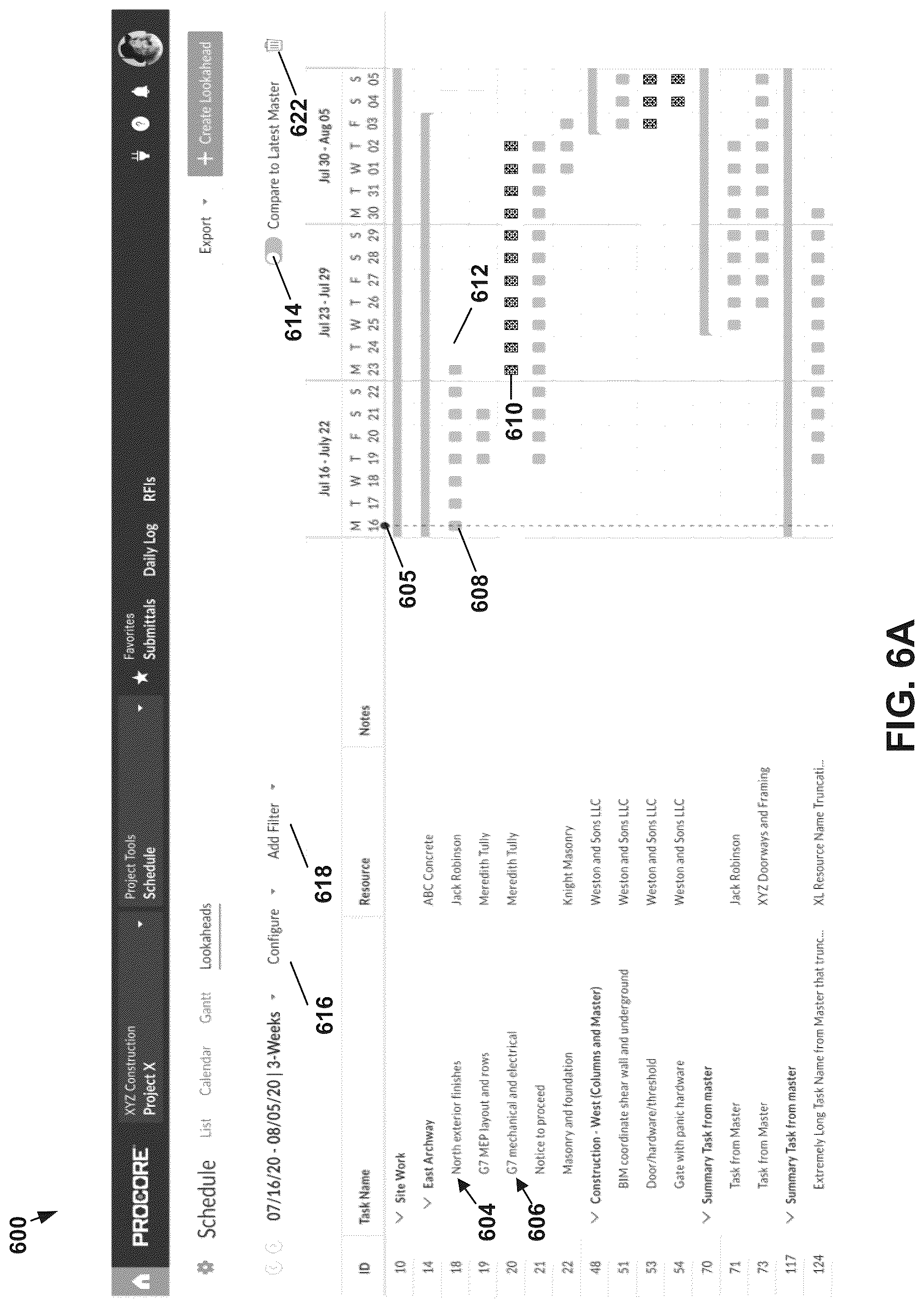 Patent US12099946 Figure 6 – Systems and methods for creating and managing a lookahead schedule