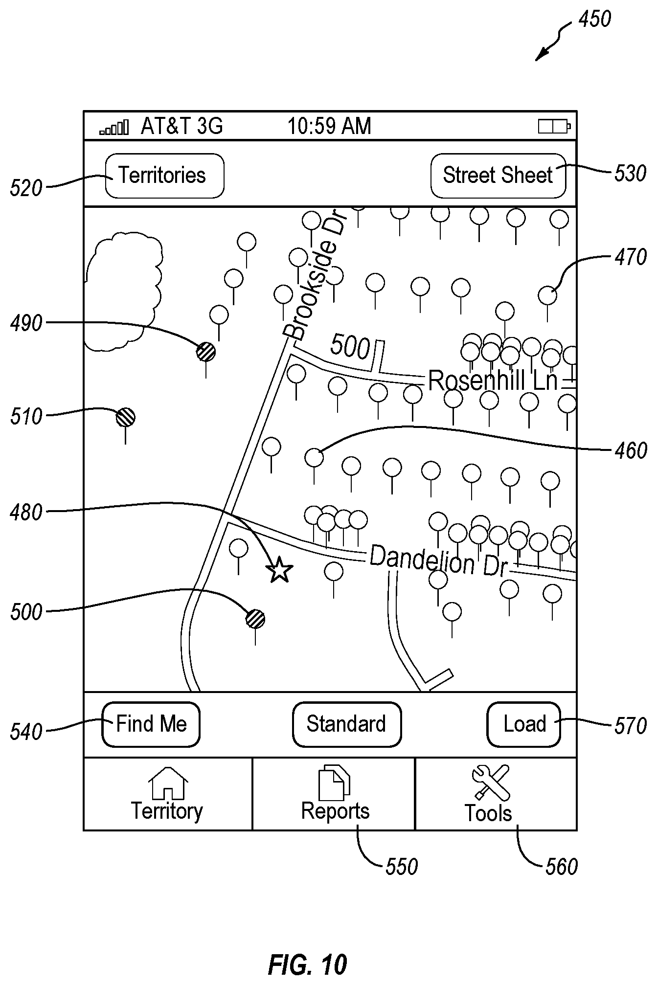 Patent US12099972 Figure 10 – Sales report generation and display on a graphical user interface (GUI) of a mobile software application executing on a wireless mobile computer device