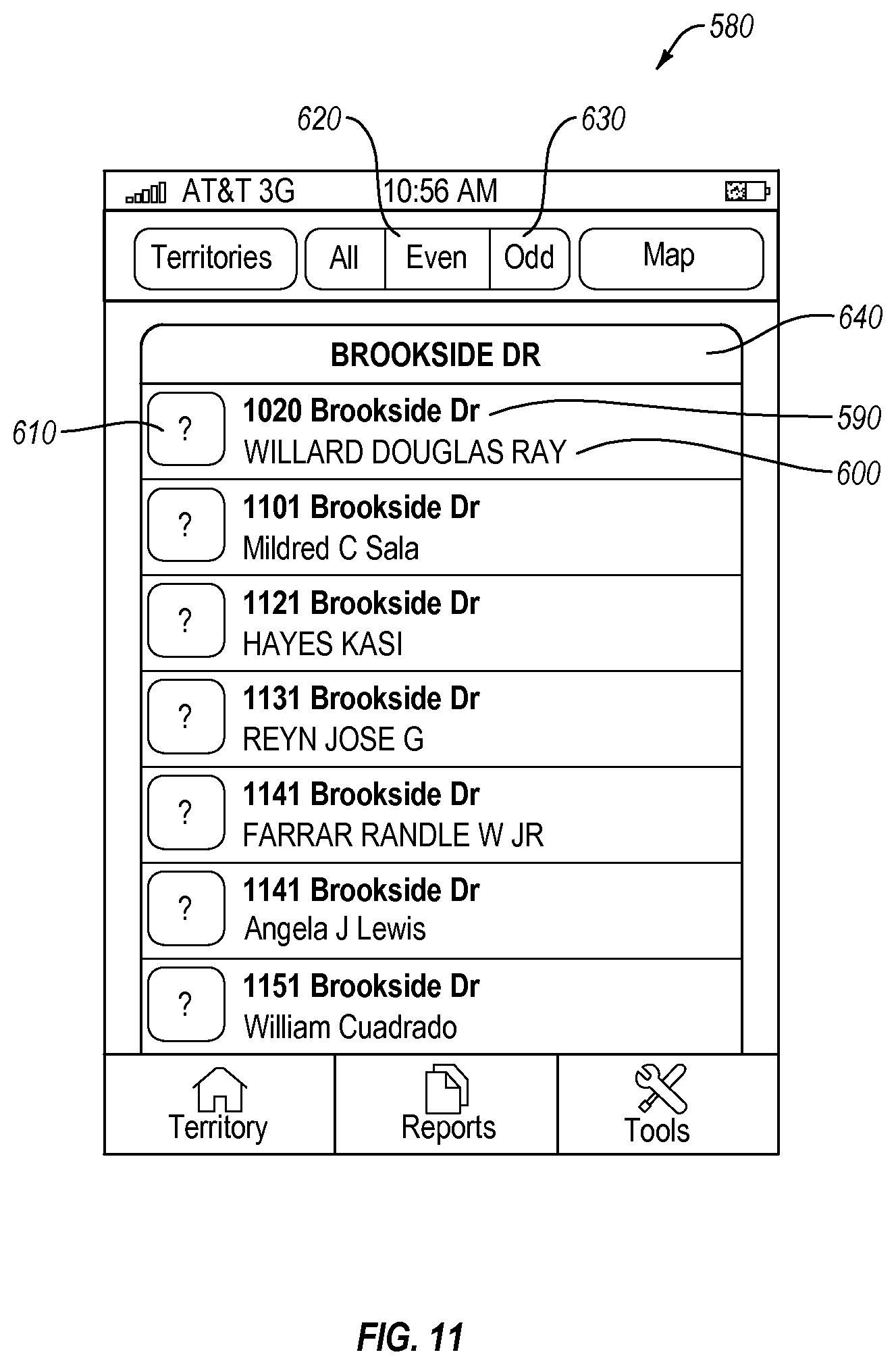 Patent US12099972 Figure 11 – Sales report generation and display on a graphical user interface (GUI) of a mobile software application executing on a wireless mobile computer device