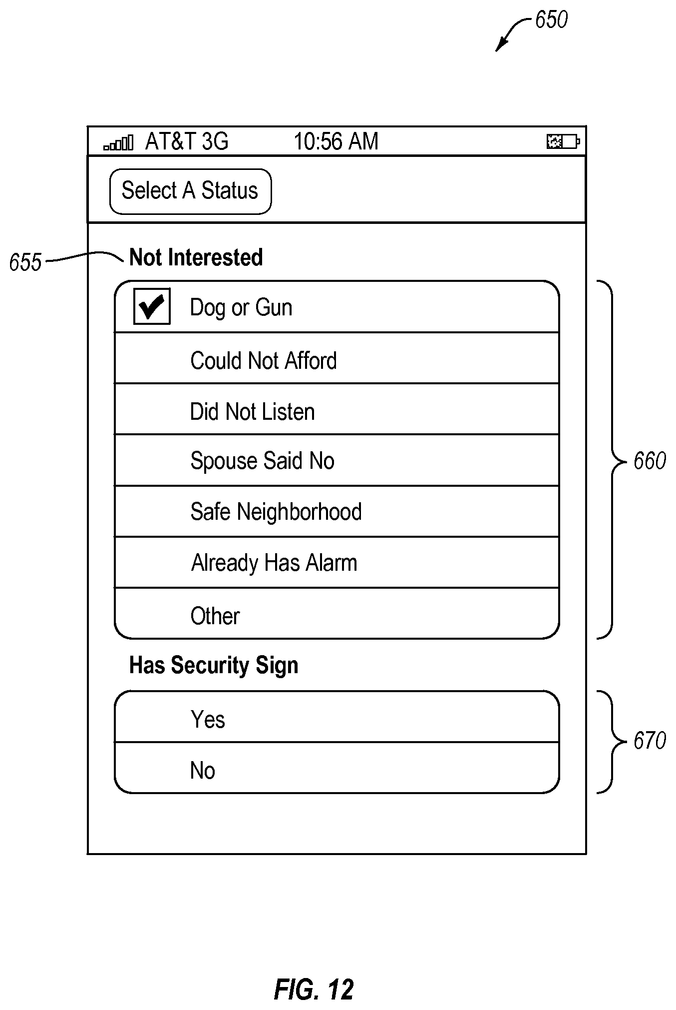 Patent US12099972 Figure 12 – Sales report generation and display on a graphical user interface (GUI) of a mobile software application executing on a wireless mobile computer device