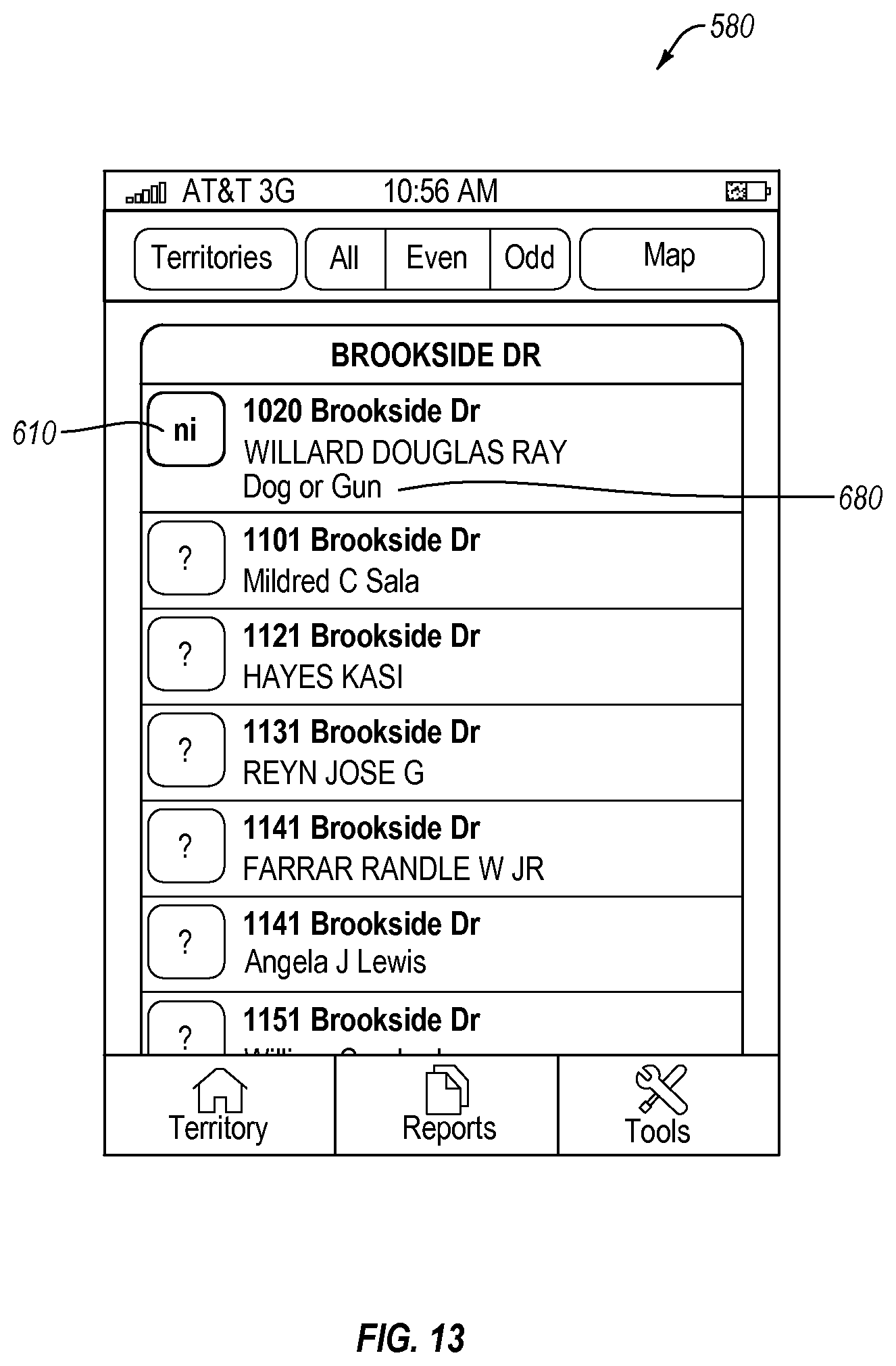 Patent US12099972 Figure 13 – Sales report generation and display on a graphical user interface (GUI) of a mobile software application executing on a wireless mobile computer device