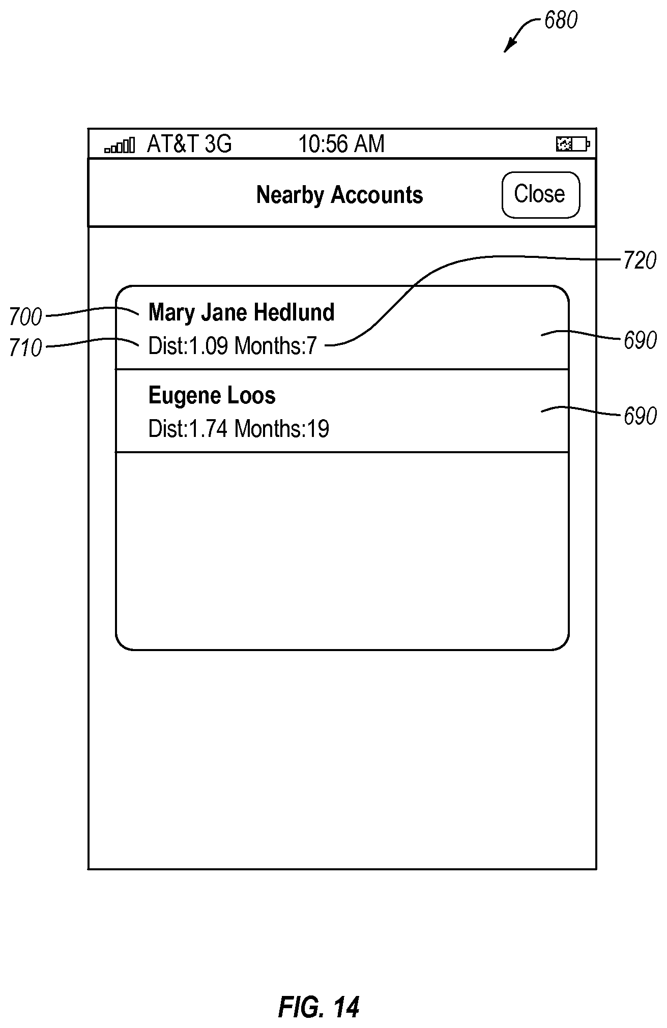 Patent US12099972 Figure 14 – Sales report generation and display on a graphical user interface (GUI) of a mobile software application executing on a wireless mobile computer device
