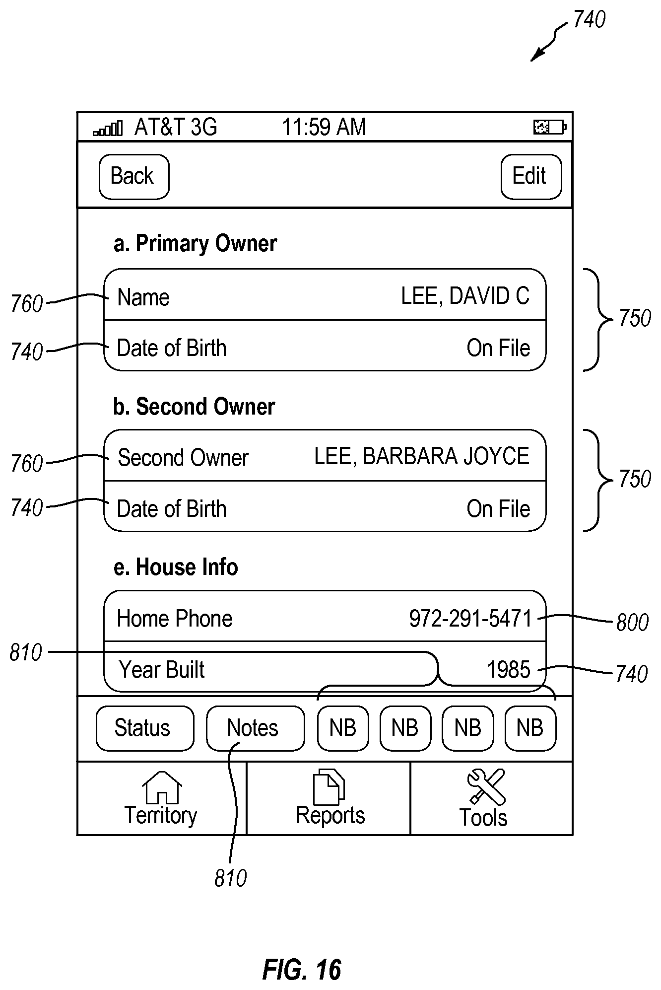 Patent US12099972 Figure 16 – Sales report generation and display on a graphical user interface (GUI) of a mobile software application executing on a wireless mobile computer device