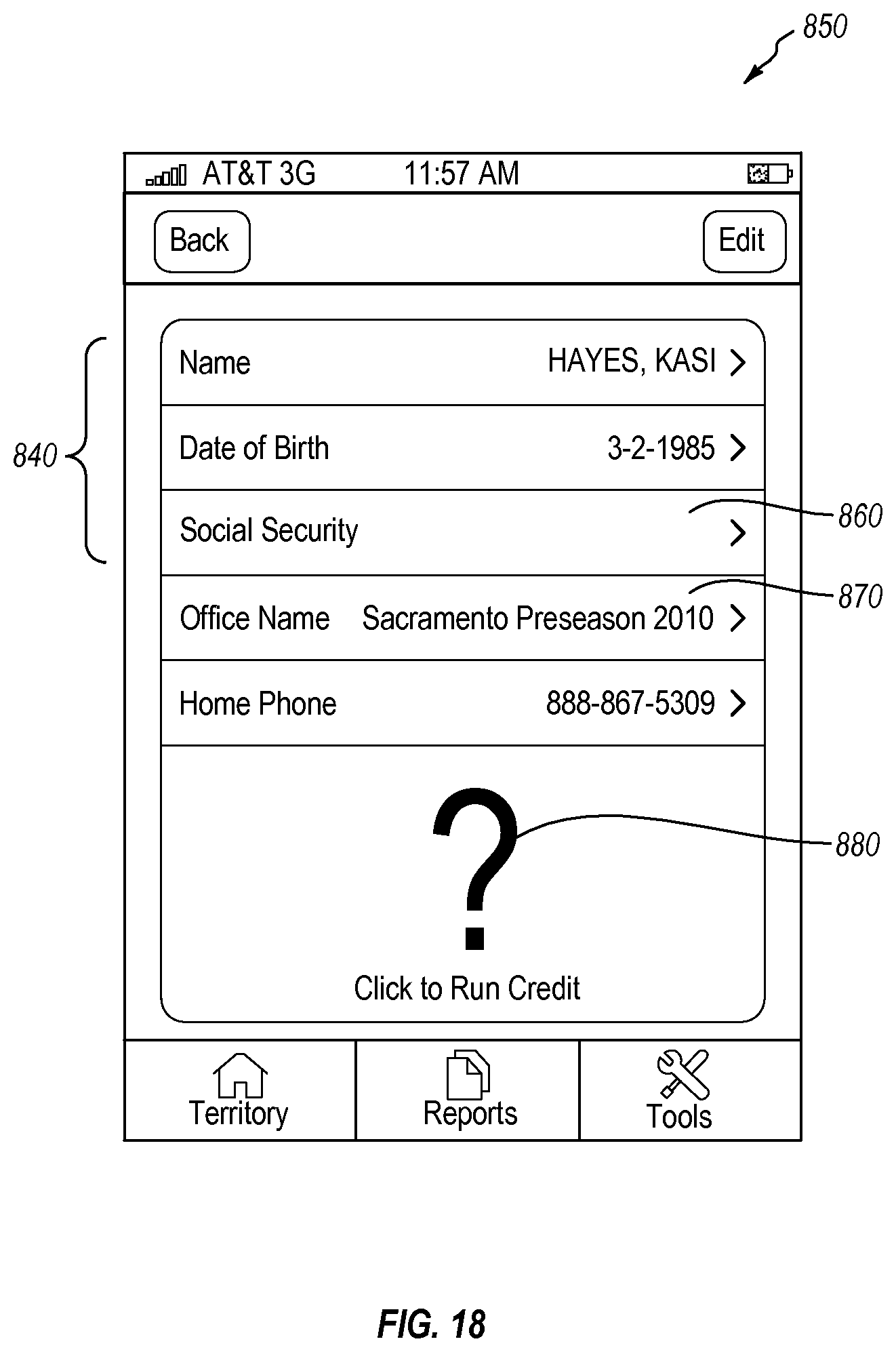 Patent US12099972 Figure 18 – Sales report generation and display on a graphical user interface (GUI) of a mobile software application executing on a wireless mobile computer device