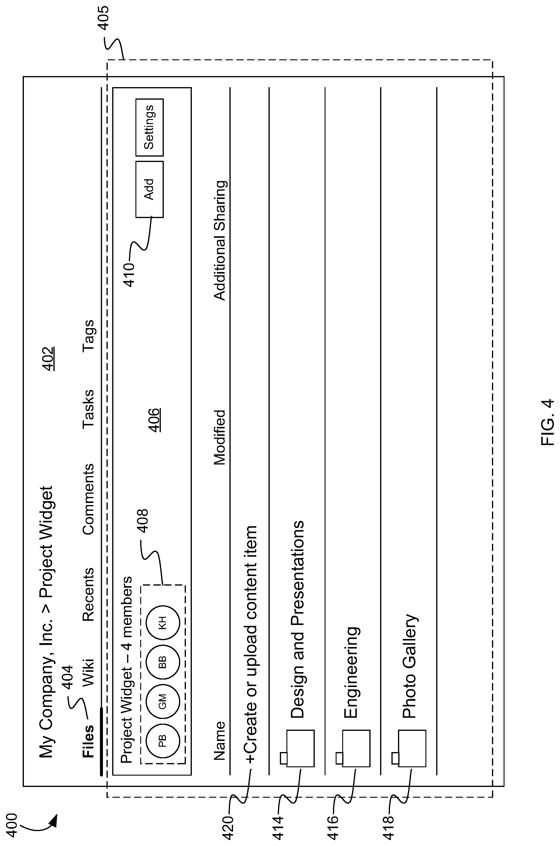 Patent US12099974 Figure 4 – Managing tasks in a content management system