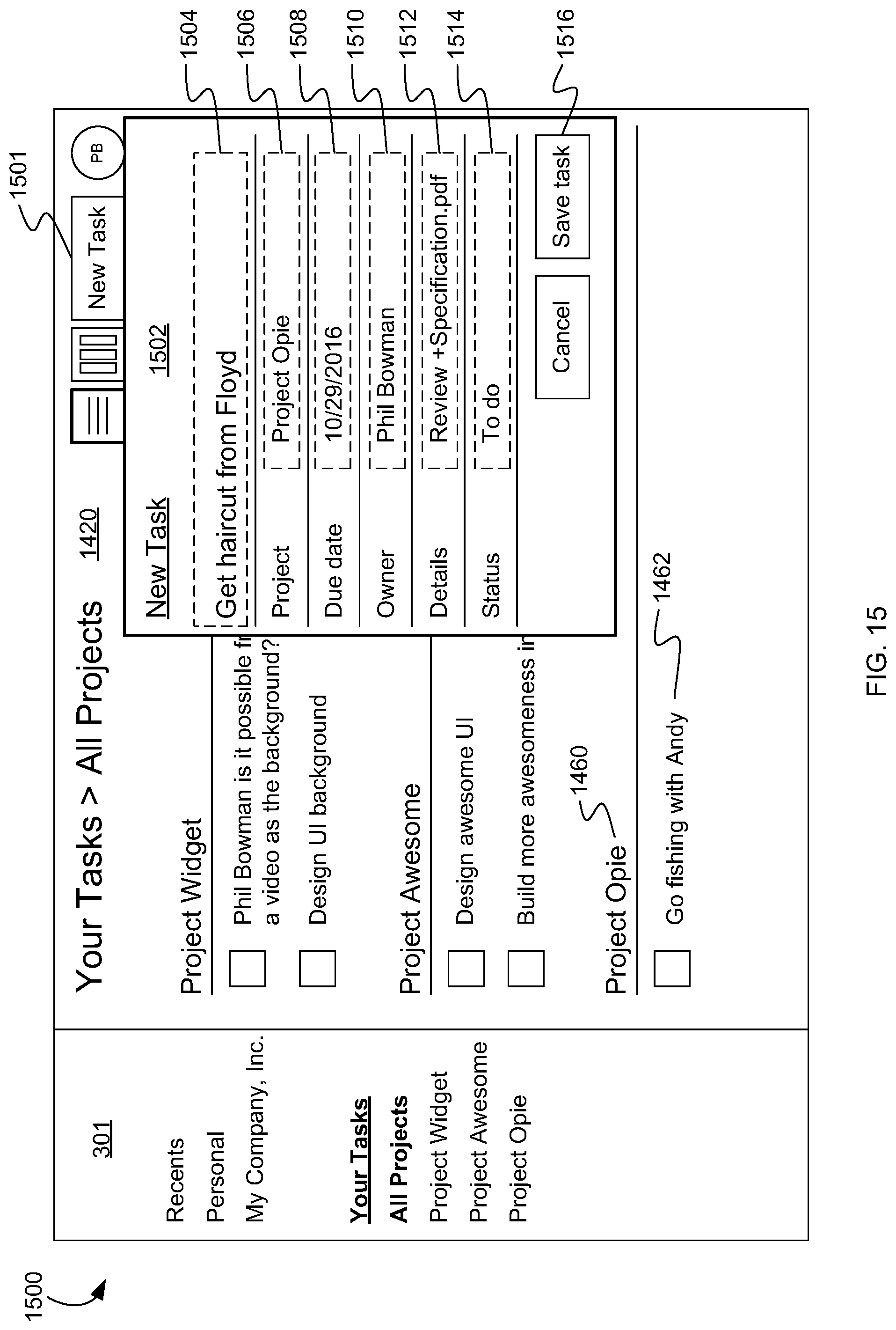 Patent US12099974 Figure 15 – Managing tasks in a content management system