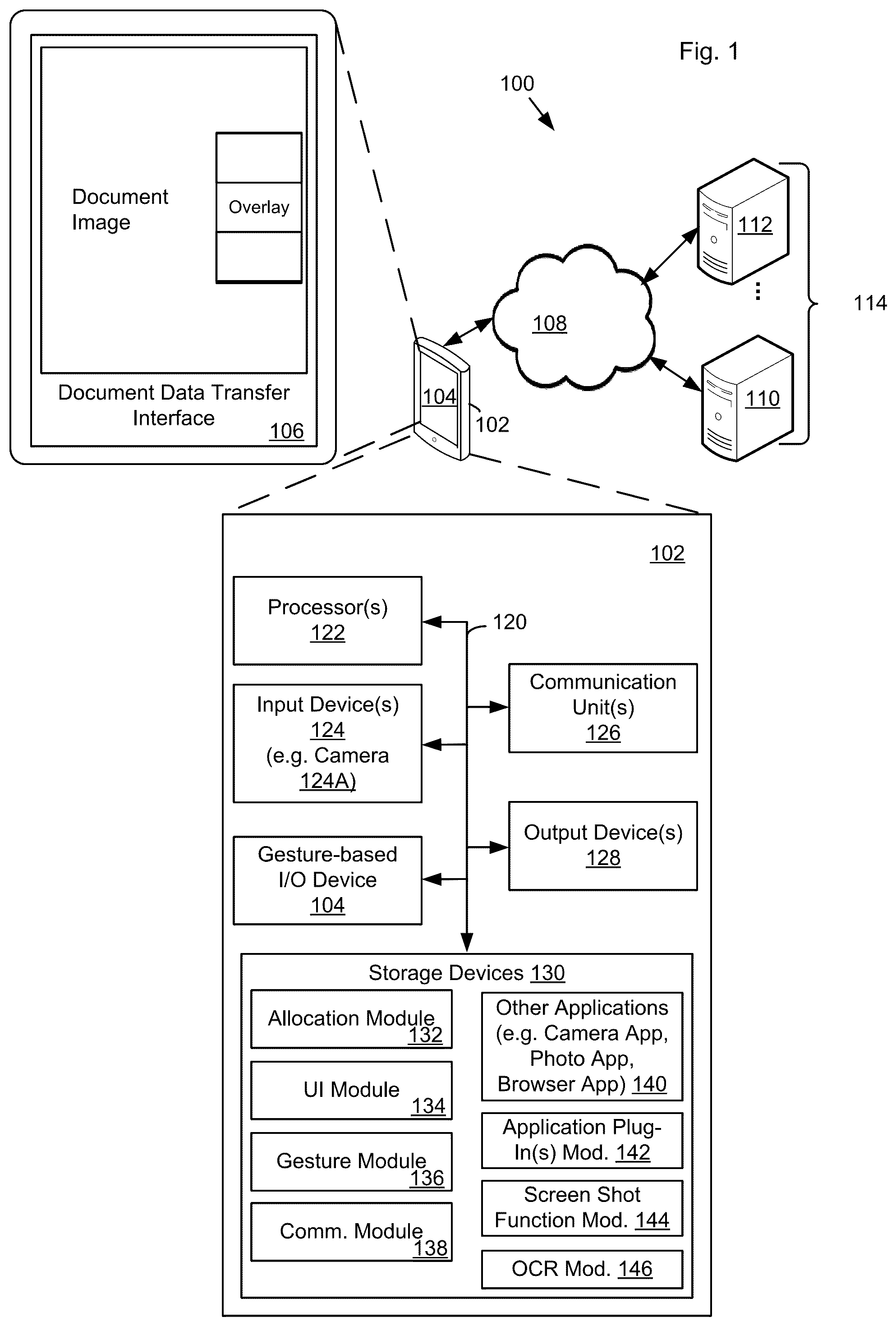 Patent US12099981 Figure 1 – Computing device and method to perform a data transfer using a document