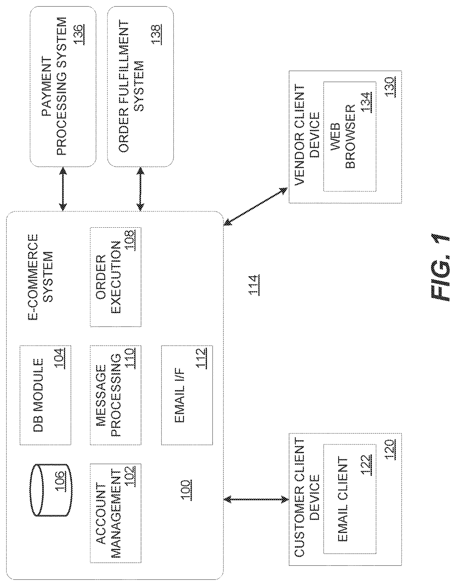 Patent US12100021 Figure 1 – Email-based transactions for e-commerce