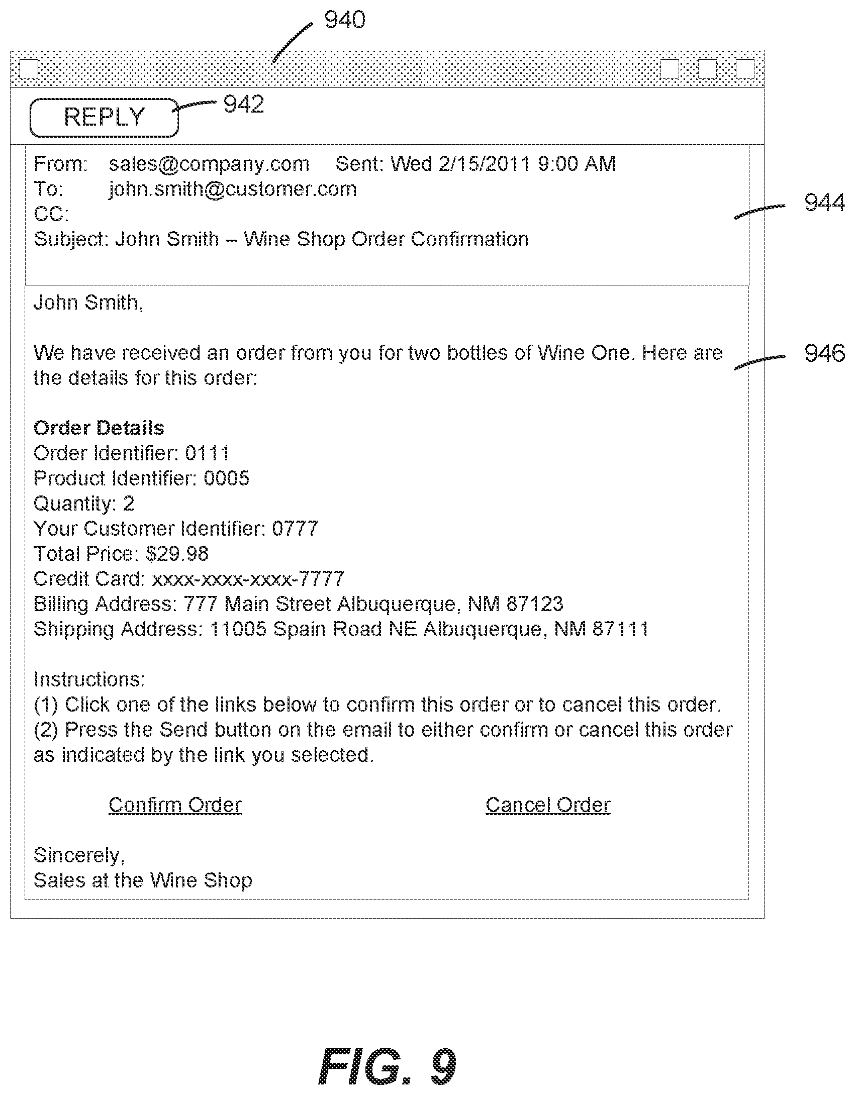 Patent US12100021 Figure 10 – Email-based transactions for e-commerce