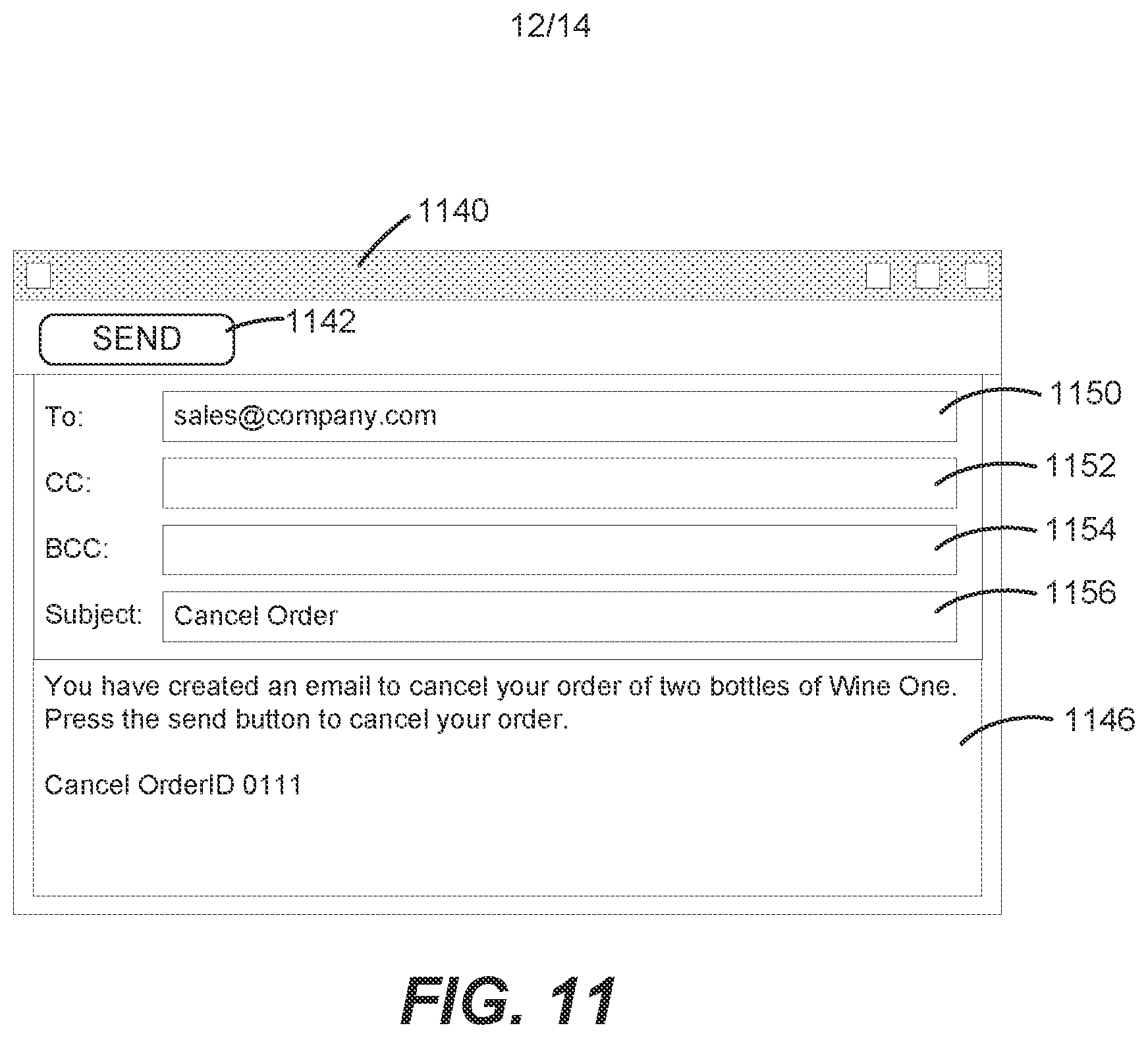 Patent US12100021 Figure 12 – Email-based transactions for e-commerce