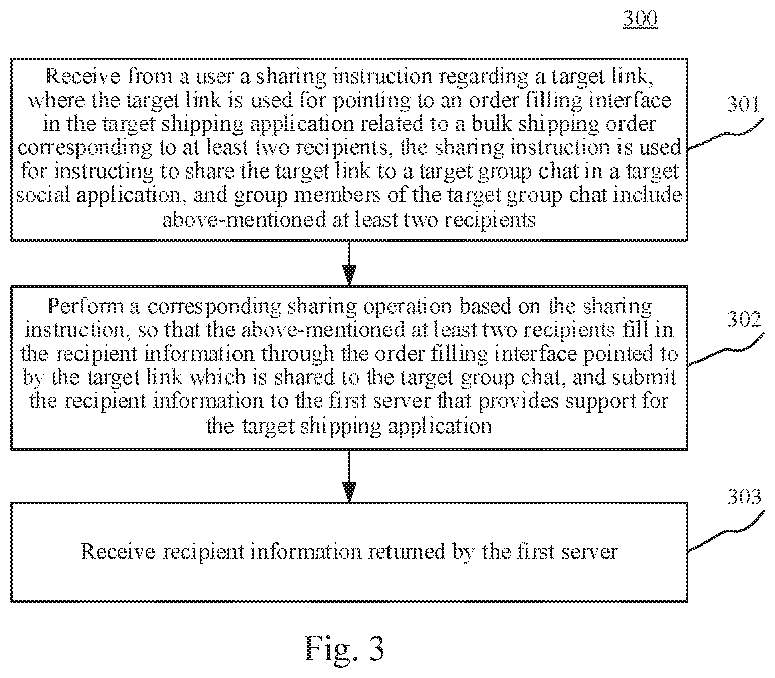 Patent US12100035 Figure 3 – Method and apparatus for acquiring recipient information