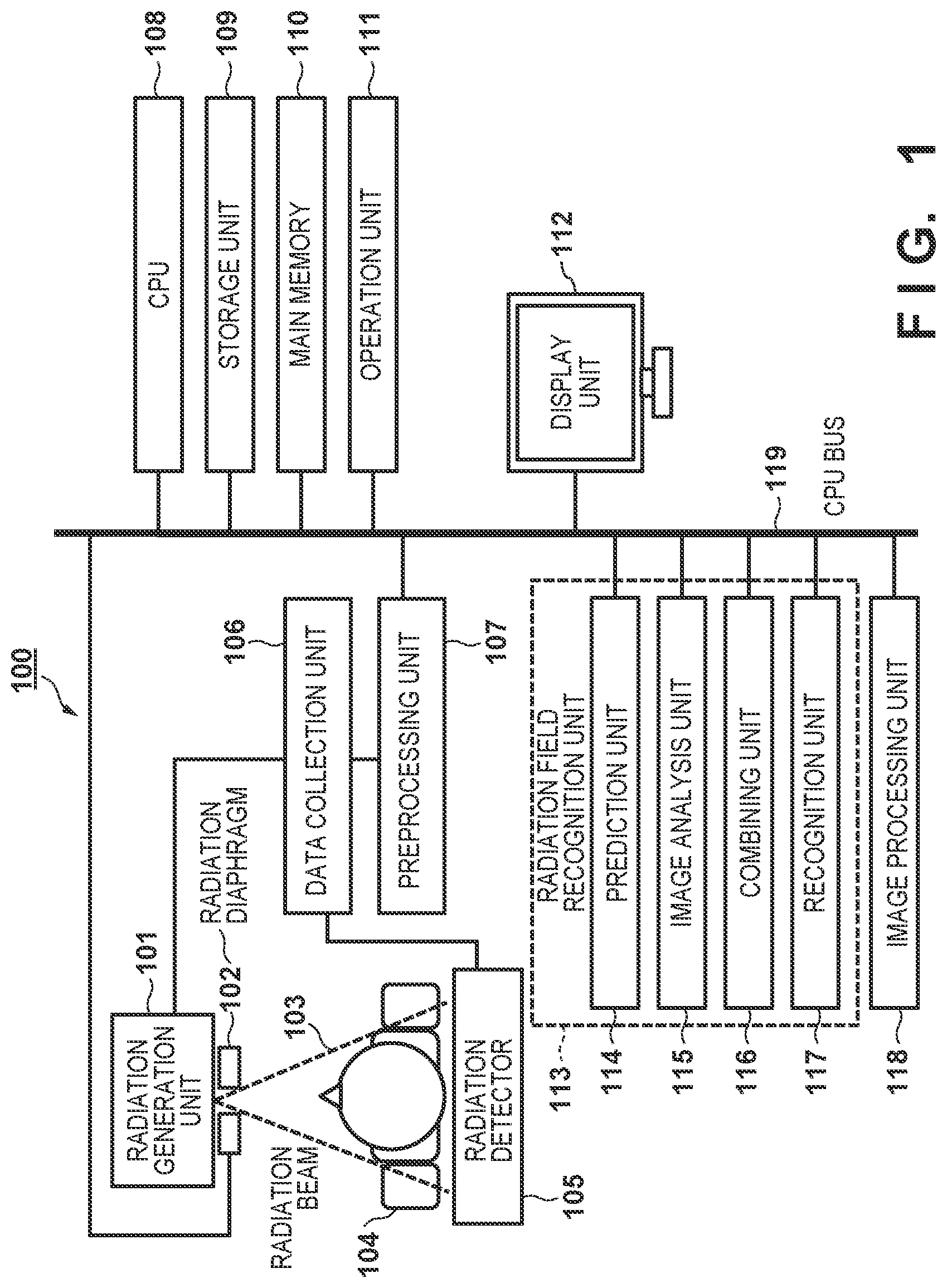 Patent US12100139 Figure 1 – Image processing apparatus, image processing method, and computer-readable storage medium for determining a radiation field of radiation from a radiation image