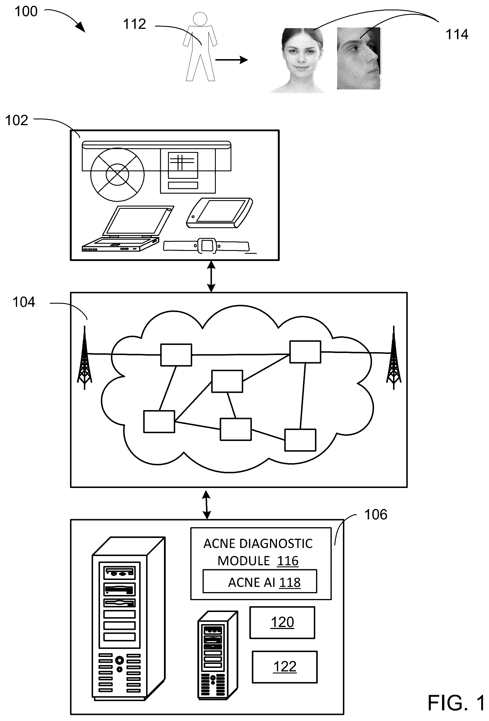 Patent US12100152 Figure 1 – Compute system with acne diagnostic mechanism and method of operation thereof