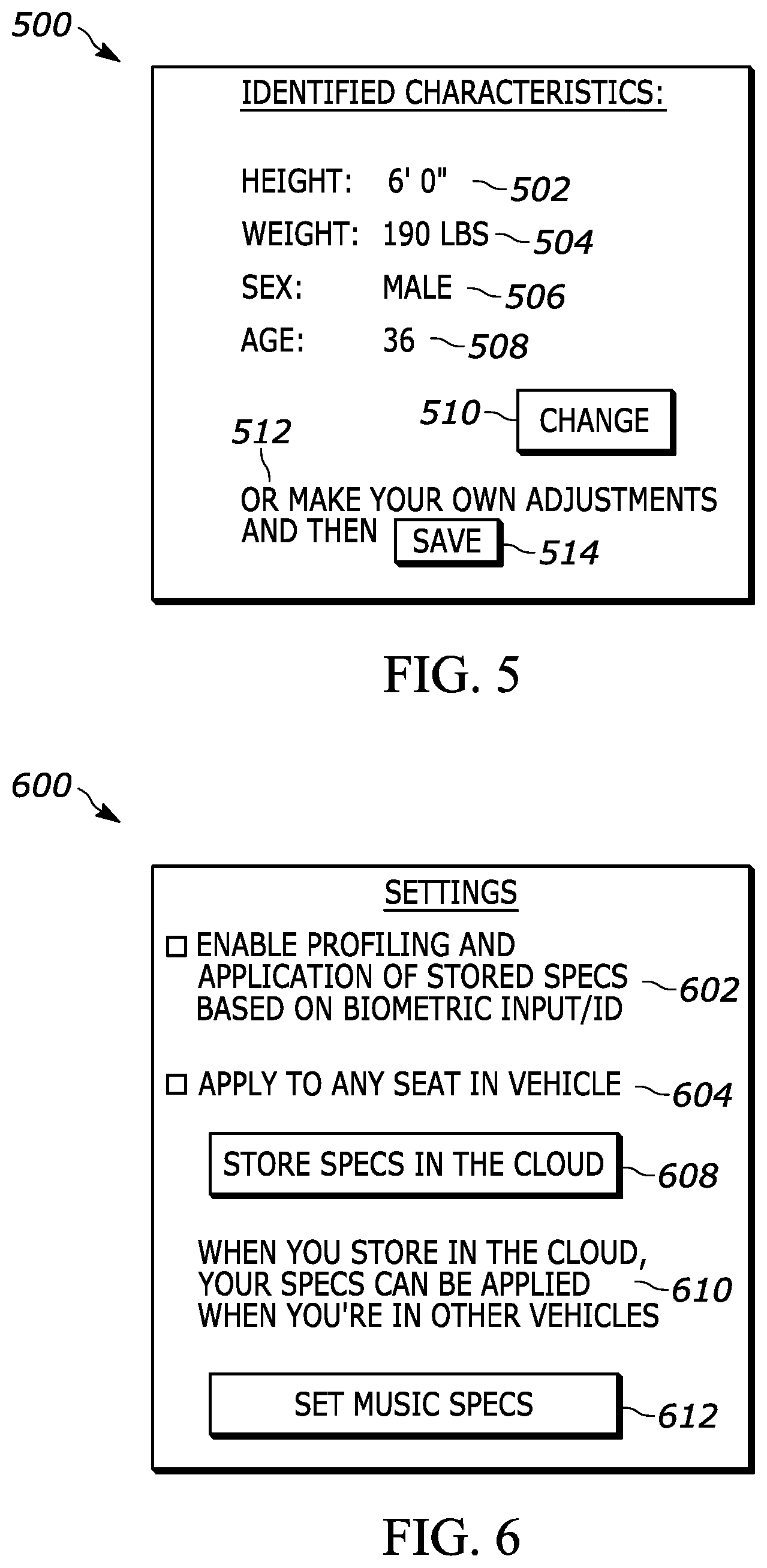 Patent US12100236 Figure 5 – Adjustment of vehicle mechanism based on sensor input