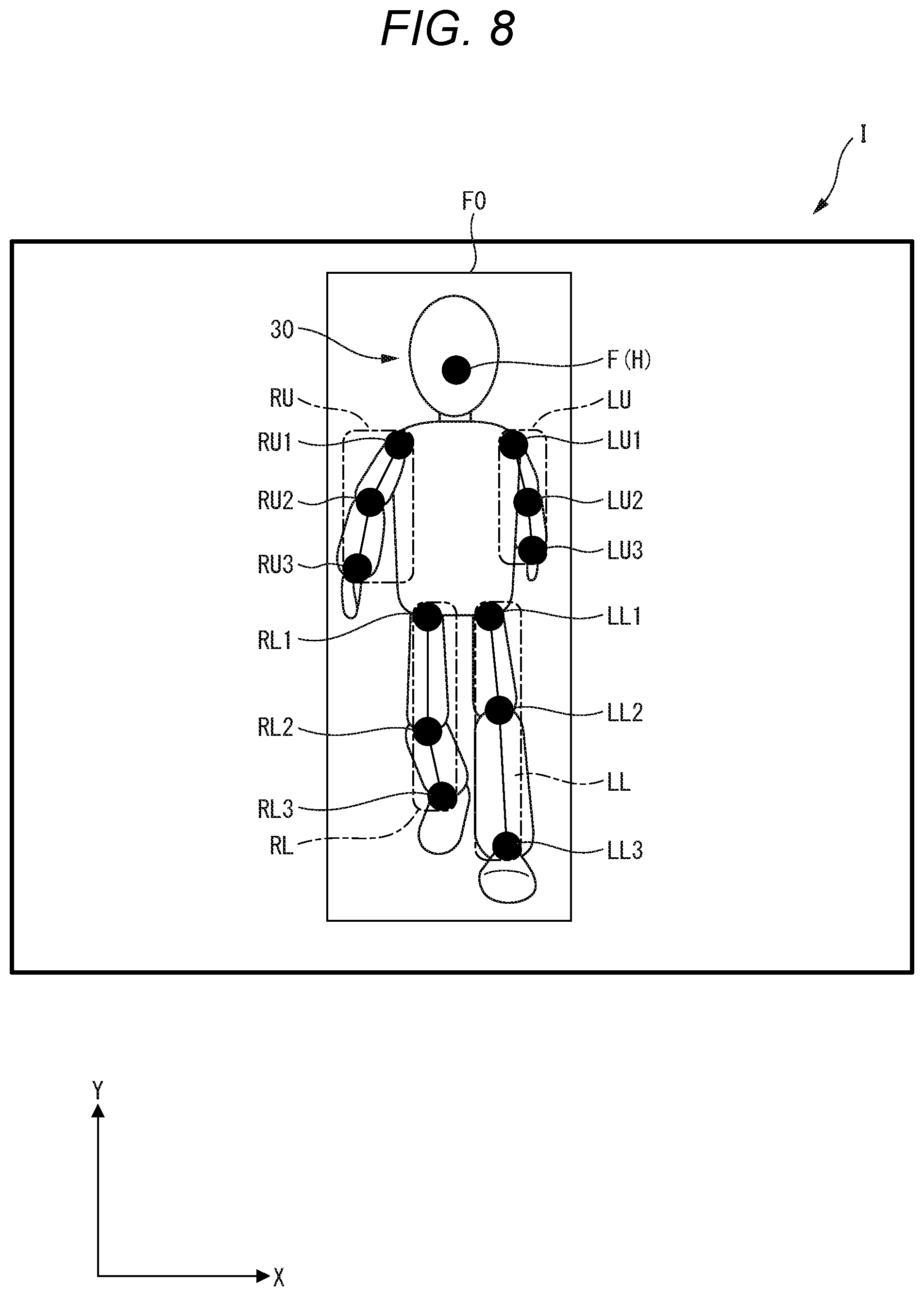 Patent US12100237 Figure 8 – Image processing device, and non-transitory computer-readable medium for improvement of accurace of a subject captured in an image acquired by an imaging device, and skeleton model estimation based on hidden body part estimation
