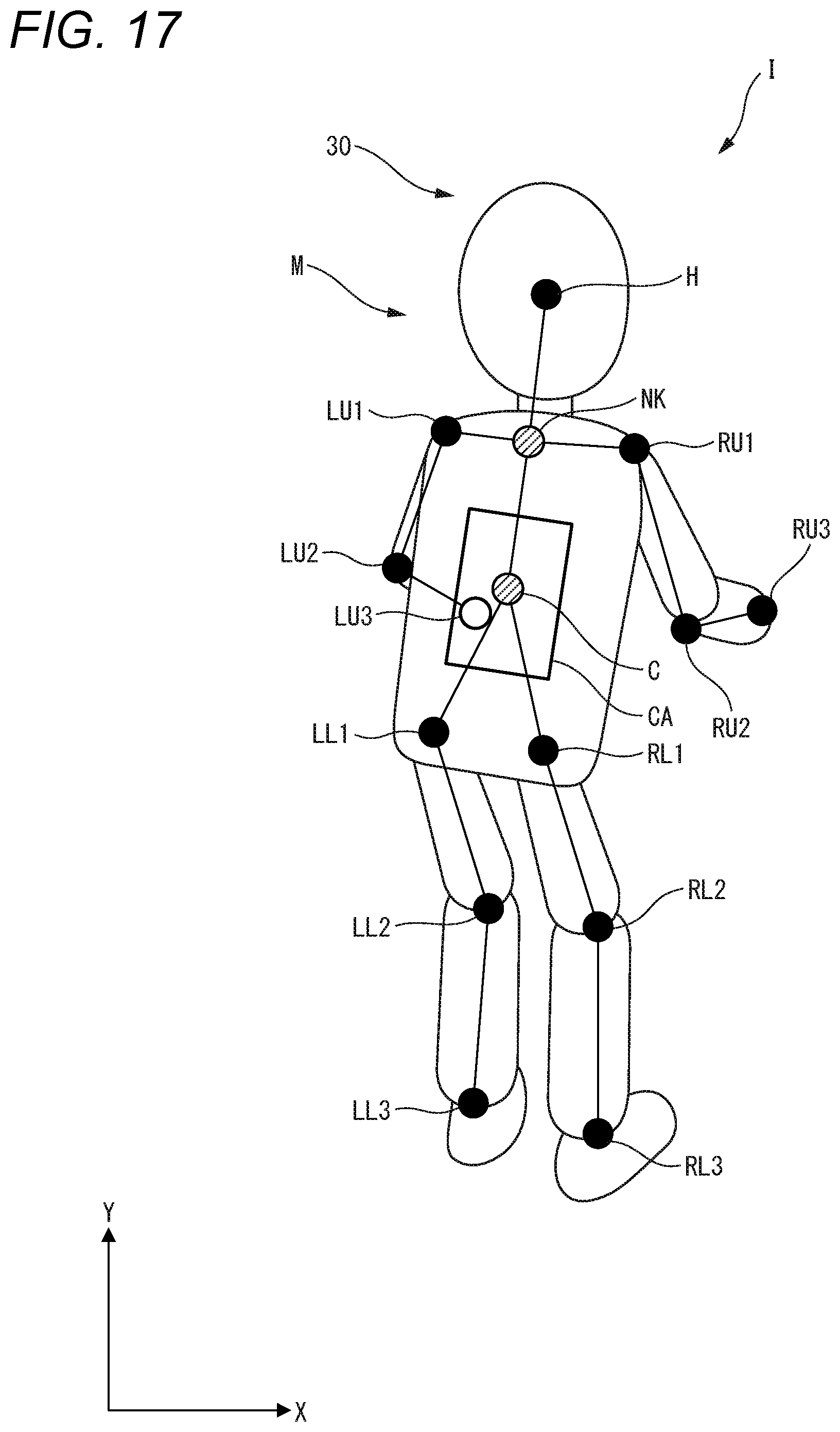 Patent US12100237 Figure 17 – Image processing device, and non-transitory computer-readable medium for improvement of accurace of a subject captured in an image acquired by an imaging device, and skeleton model estimation based on hidden body part estimation