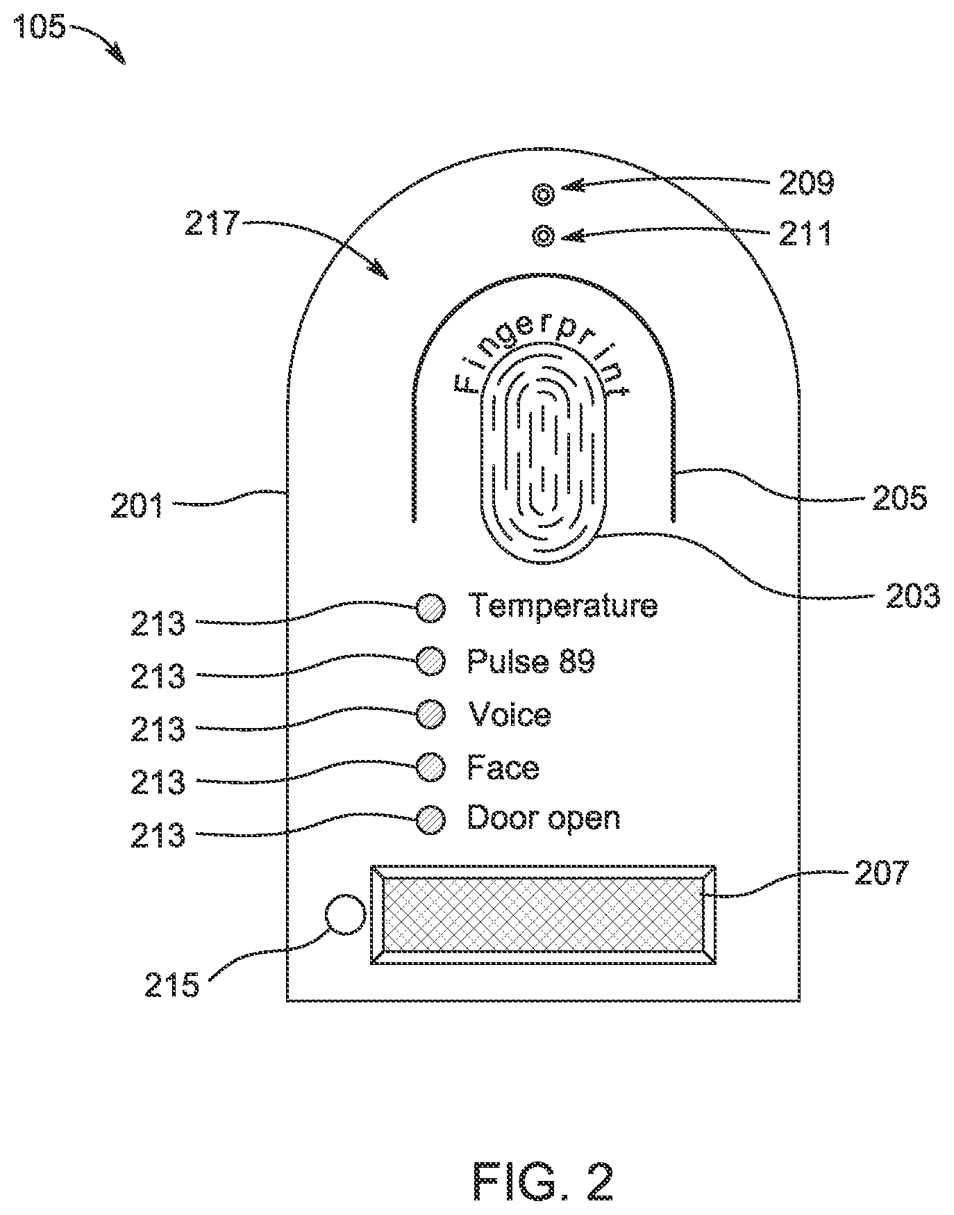 Patent US12100255 Figure 2 – Pulse enabled secure door access system and method of use