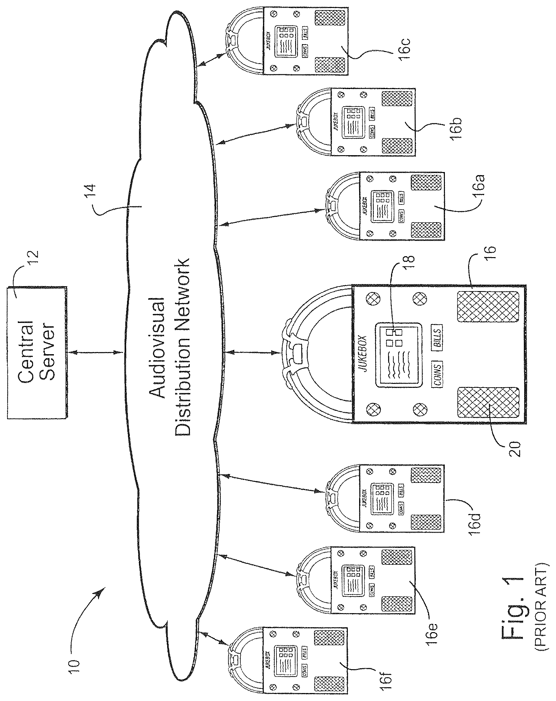 Patent US12100258 Figure 1 – Digital downloading jukebox with enhanced communication features